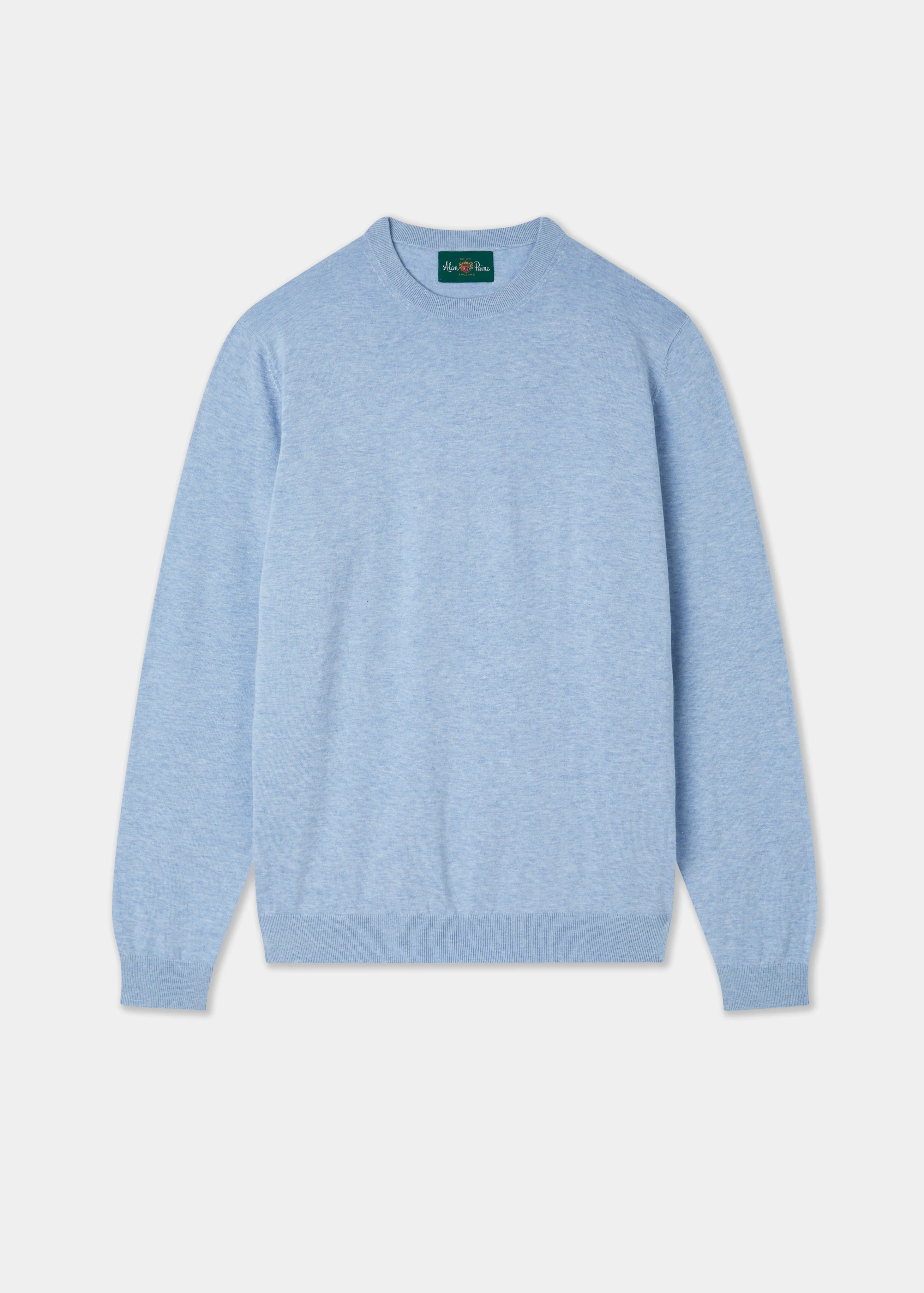 Oakford Cotton Long Sleeve Crew Neck Shirt In Steel Blue
