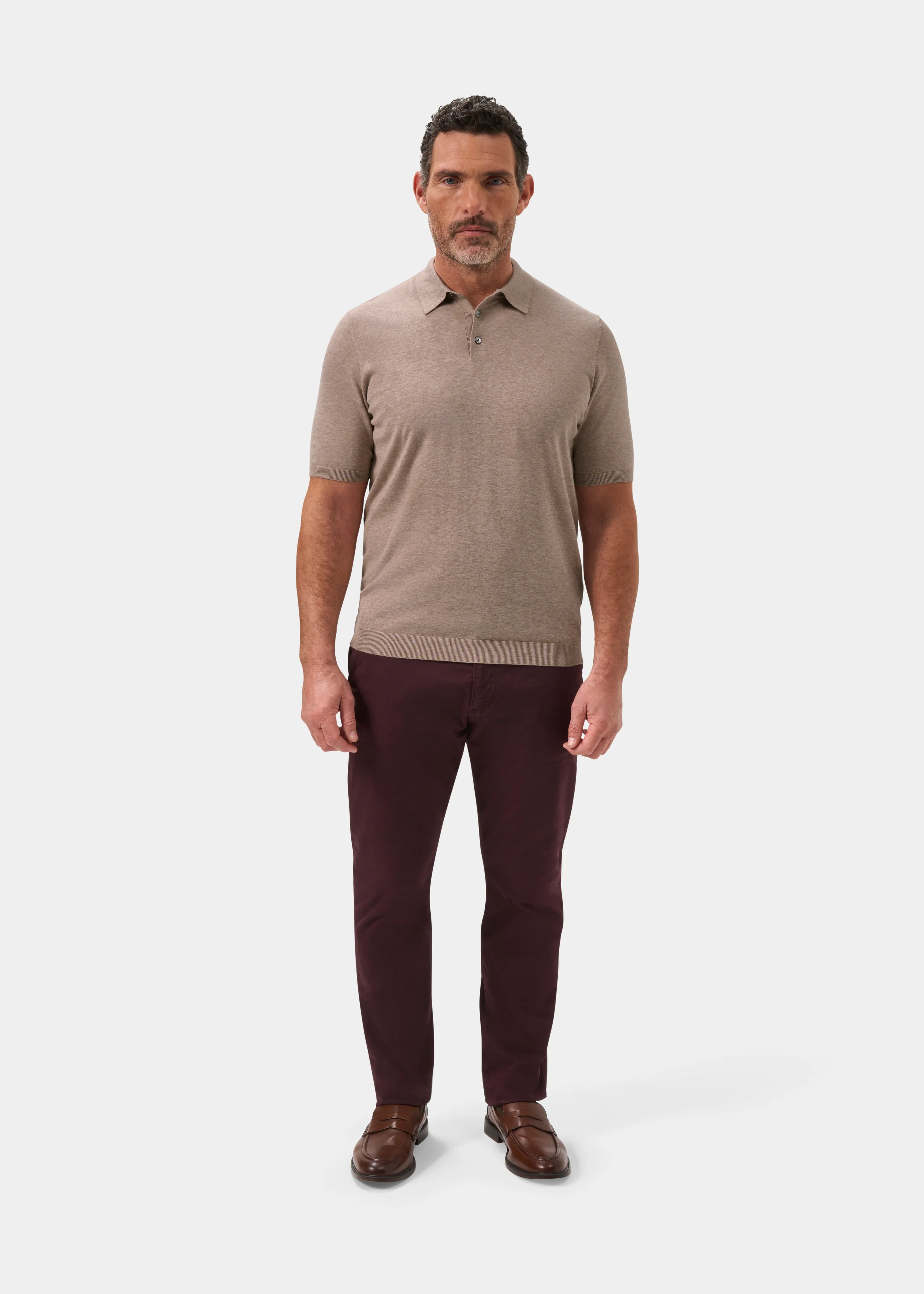 Paignton Cotton Polo Shirt In Coffee Mix - Image 2