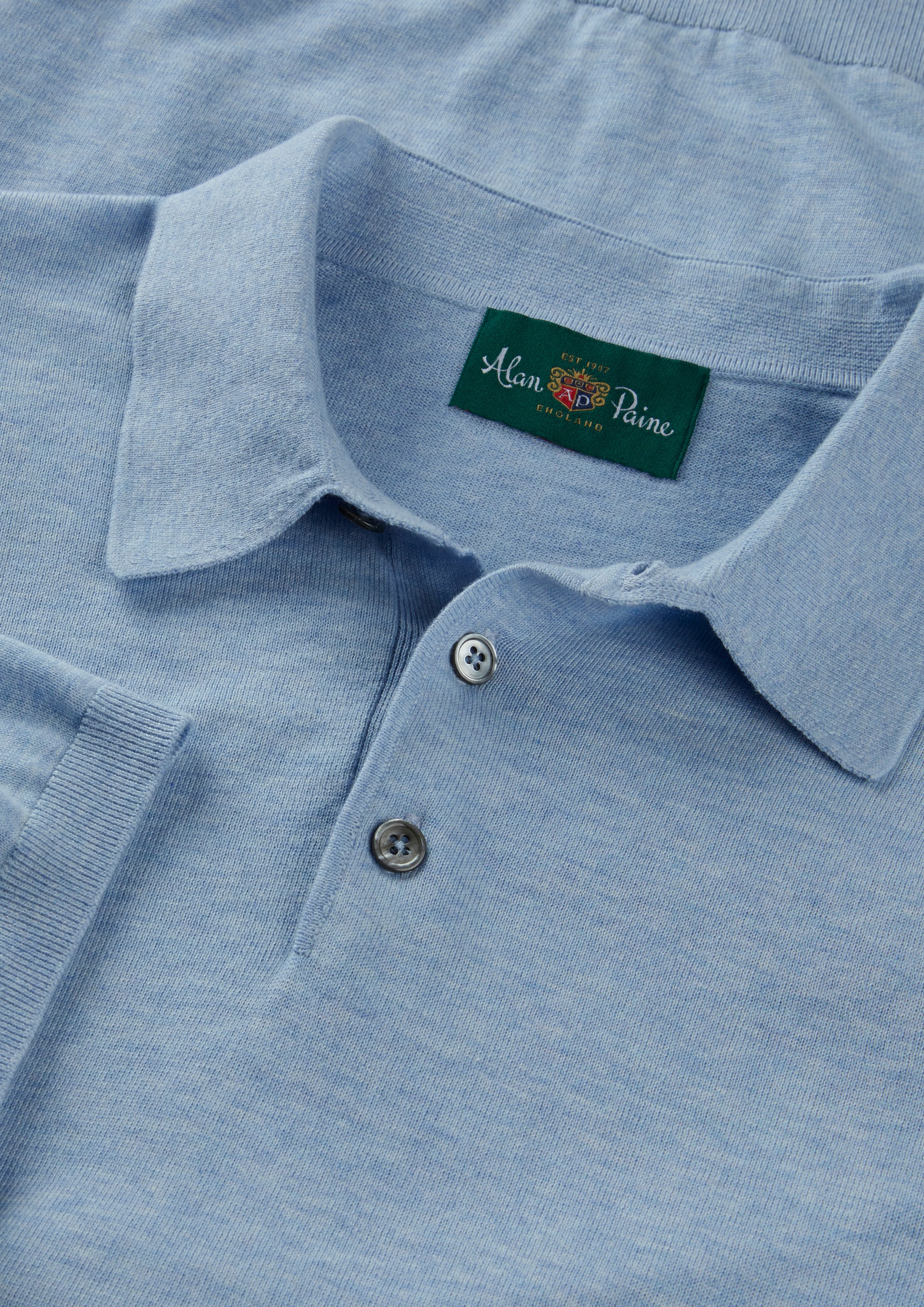 Paignton Cotton Polo Shirt In Steel Blue Mix - Image 2