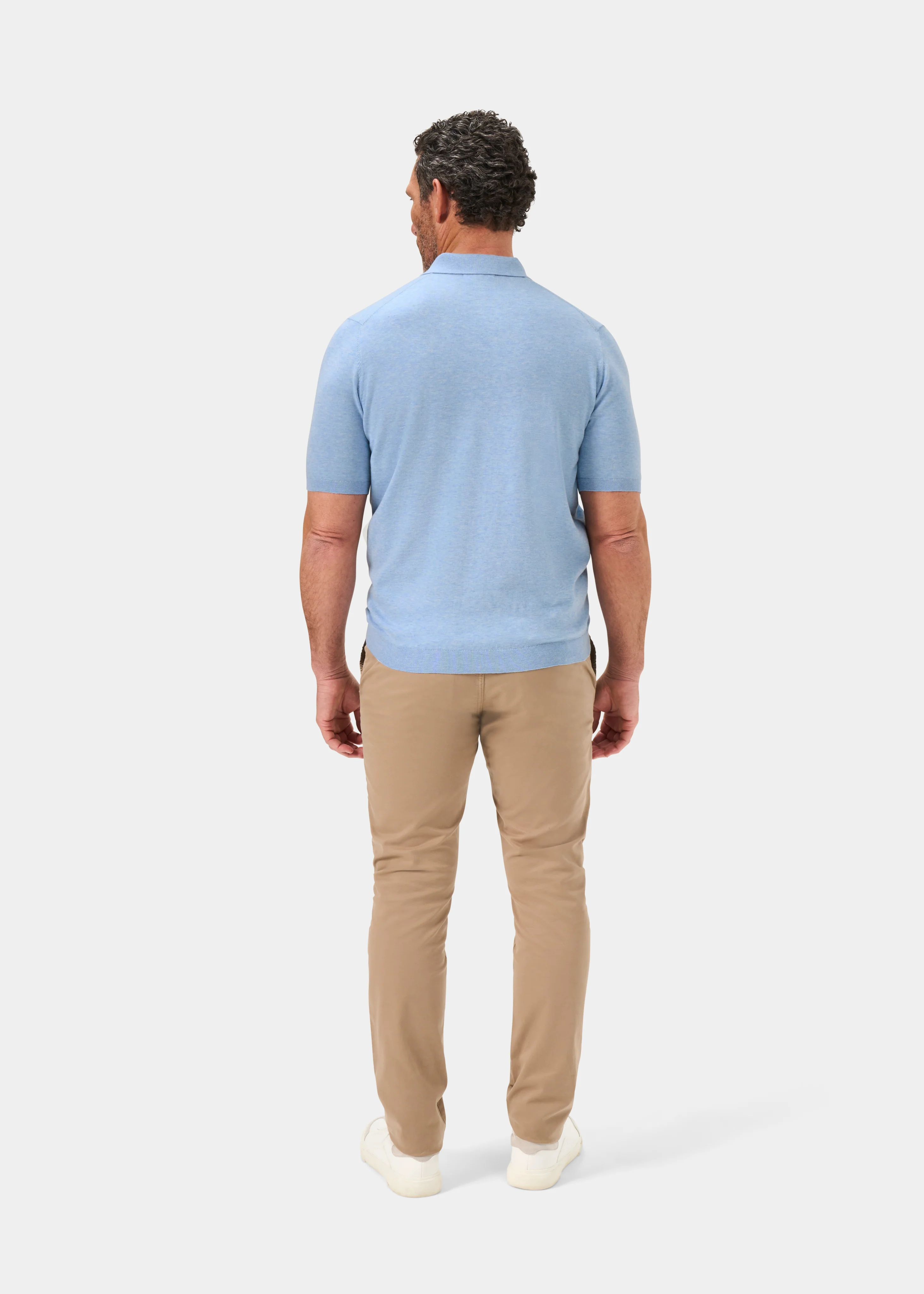 Paignton Cotton Polo Shirt In Steel Blue Mix - Image 7