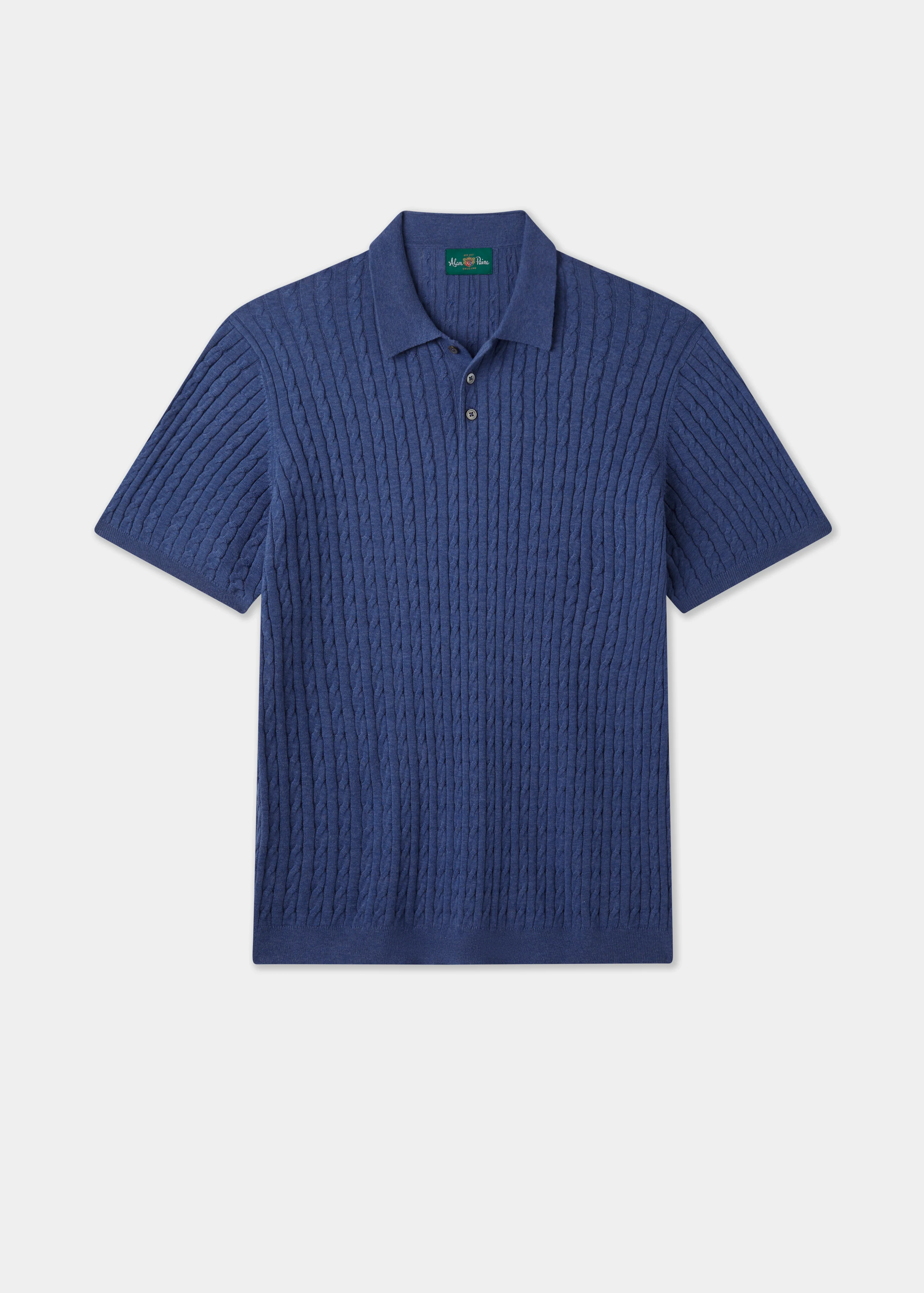 Portmellon Men's Baby Cable & Bar Polo In Indigo