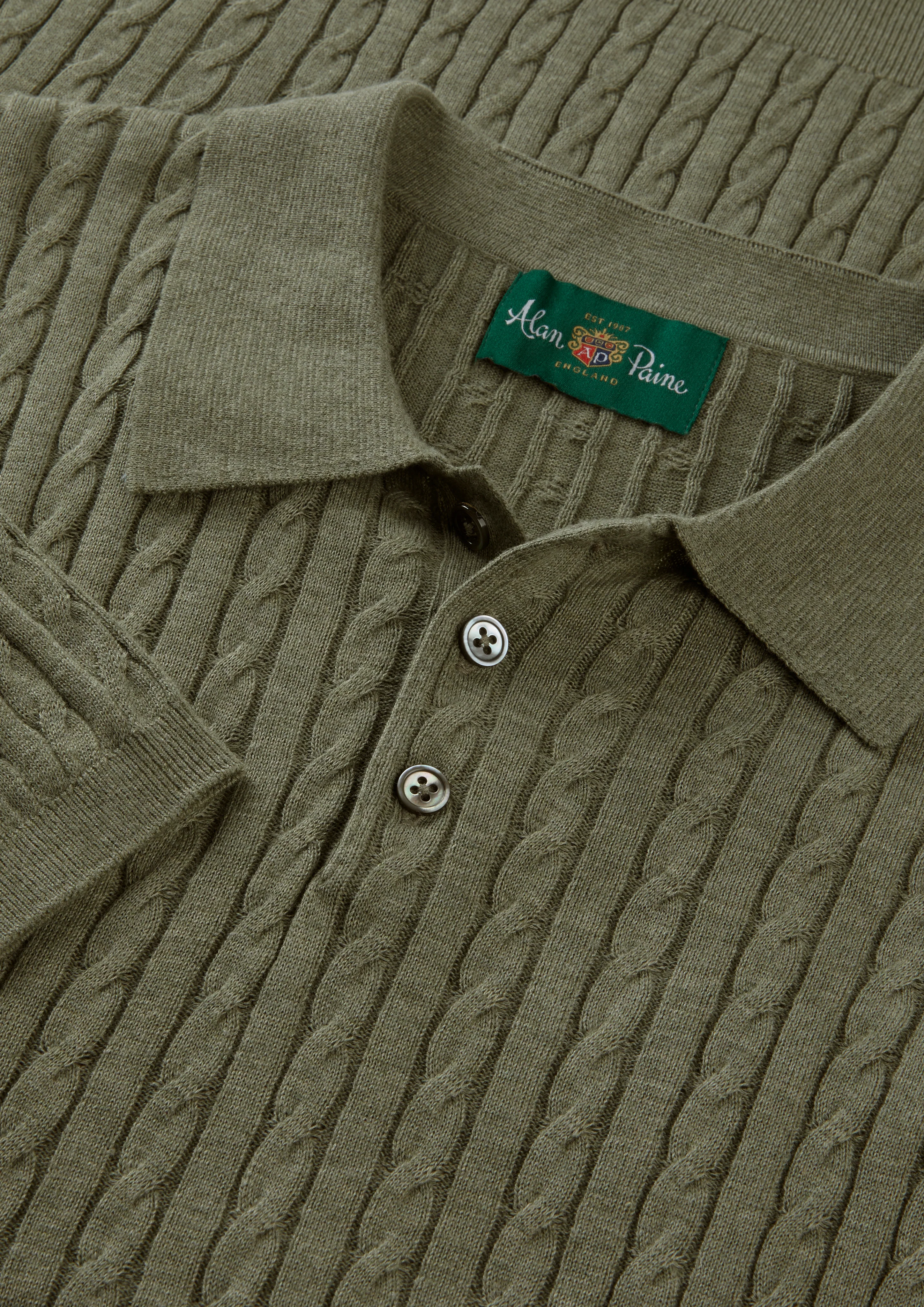 Portmellon Men's Baby Cable & Bar Polo In Landscape - Image 3