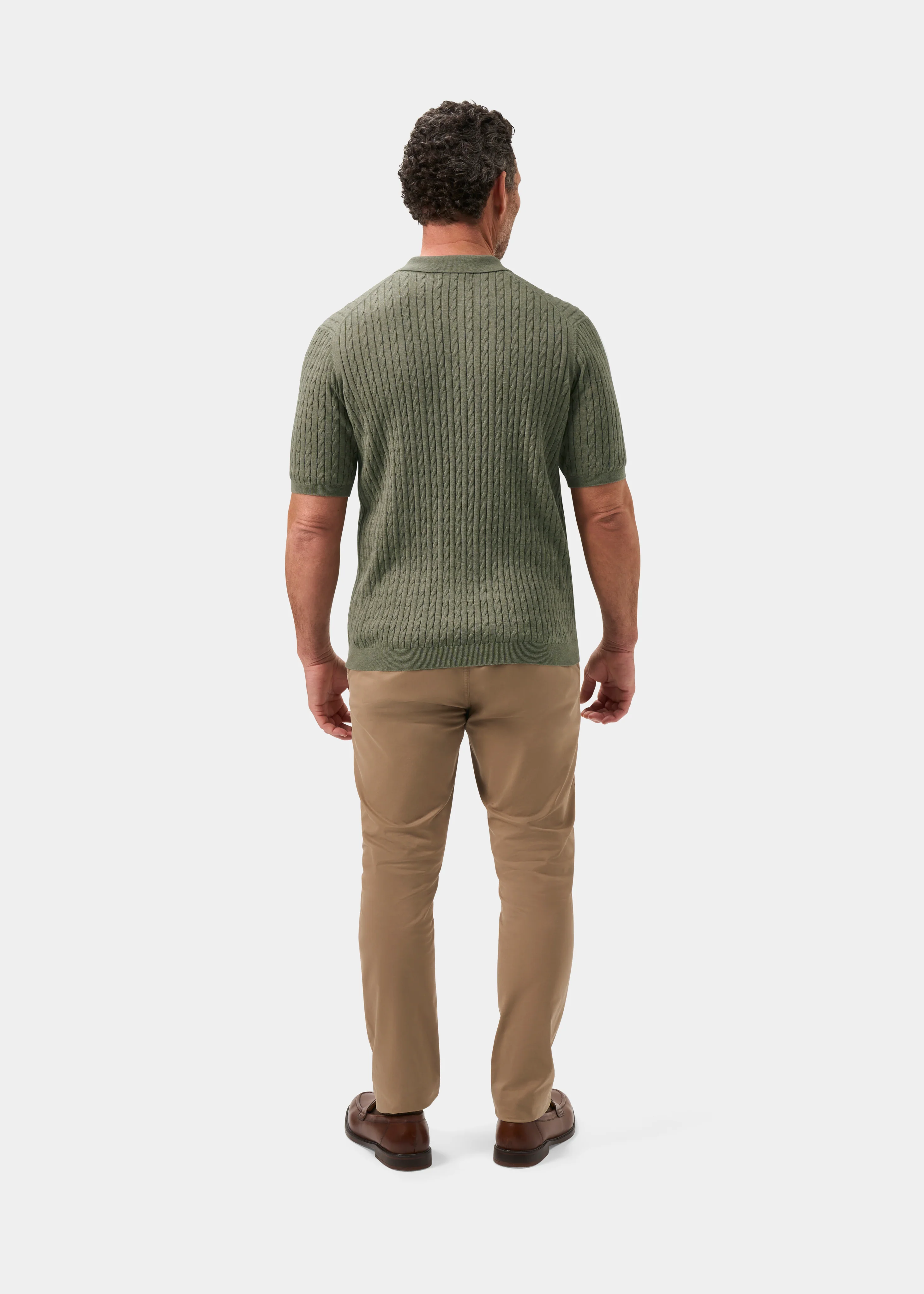 Portmellon Men's Baby Cable & Bar Polo In Landscape - Image 7