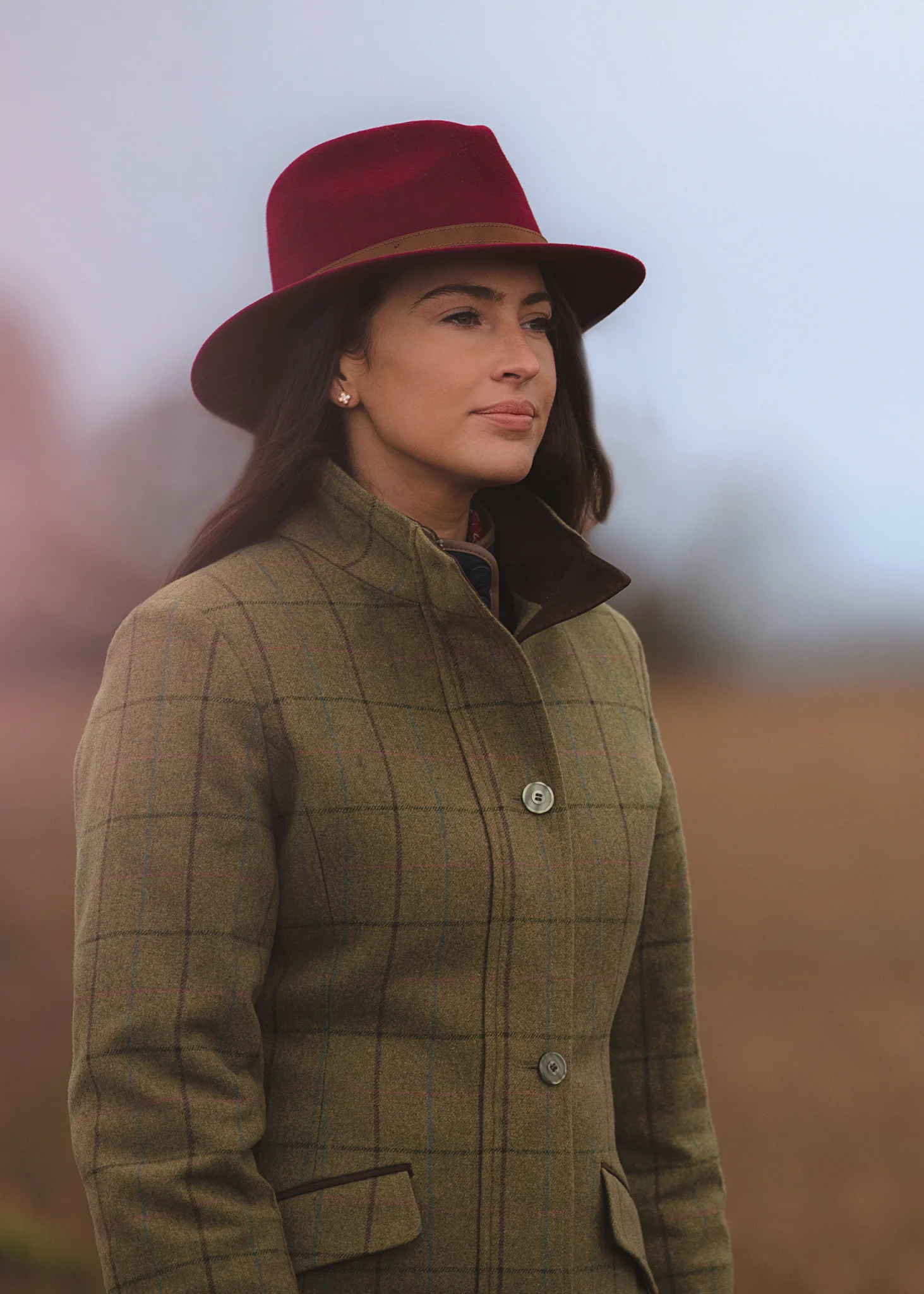 Richmond Unisex Felt Hat With Feather In Wine - Image 4
