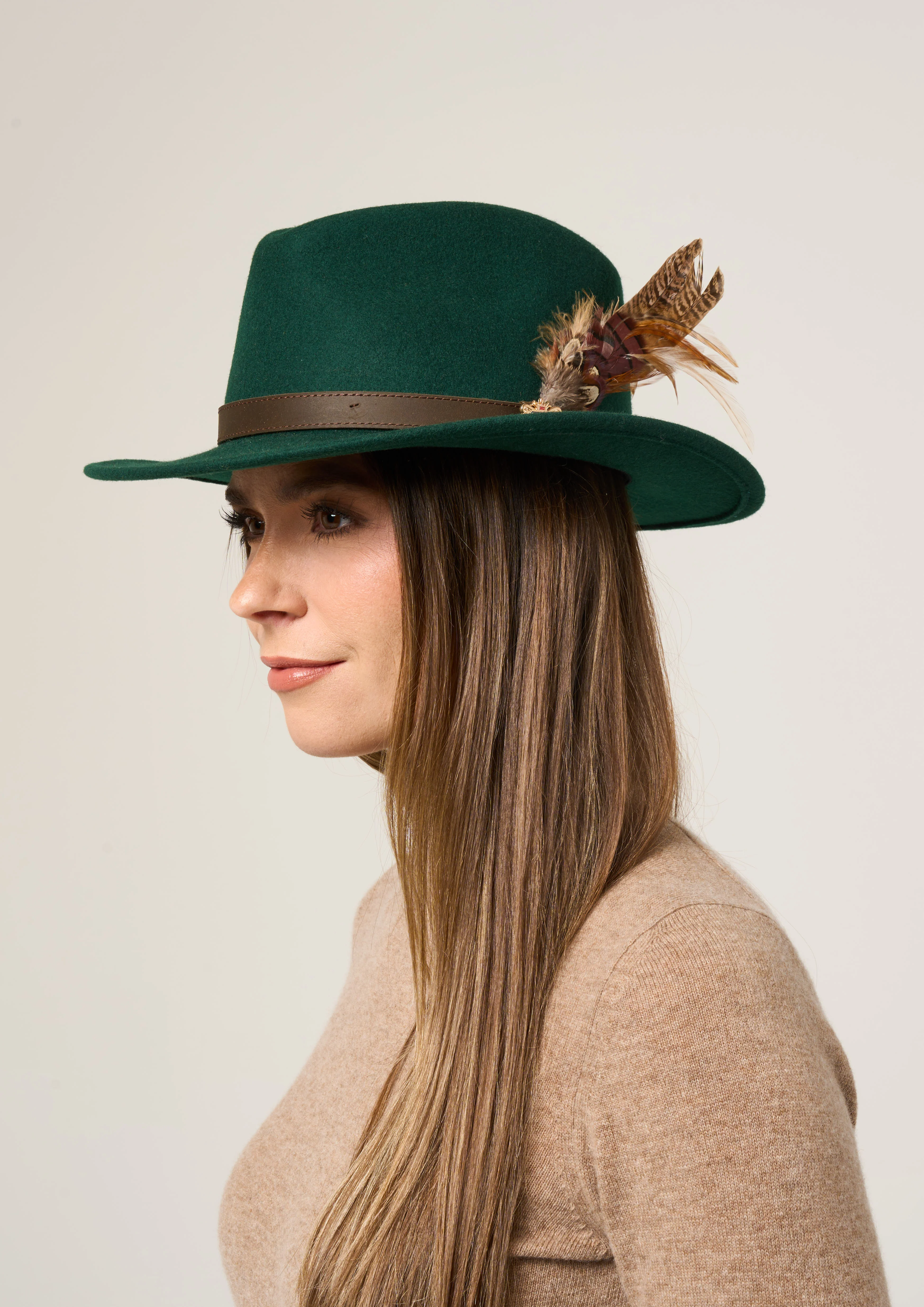 Richmond Unisex Felt Hat With Feather In Bottle - Image 3