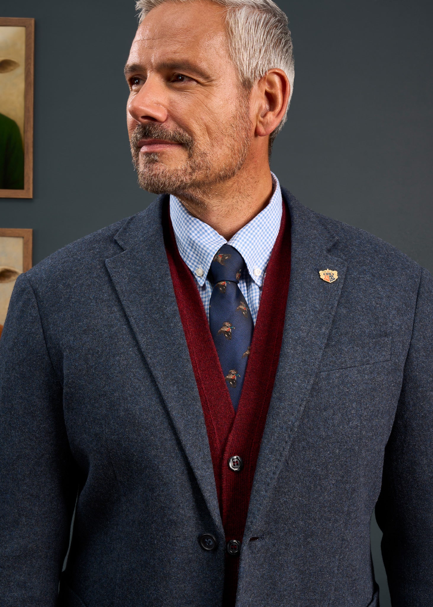 Richmond Men's Knitted Blazer In Navy - Image 2