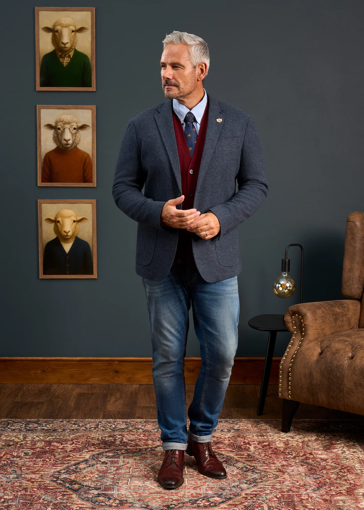 Richmond Men's Knitted Blazer In Navy - Image 3