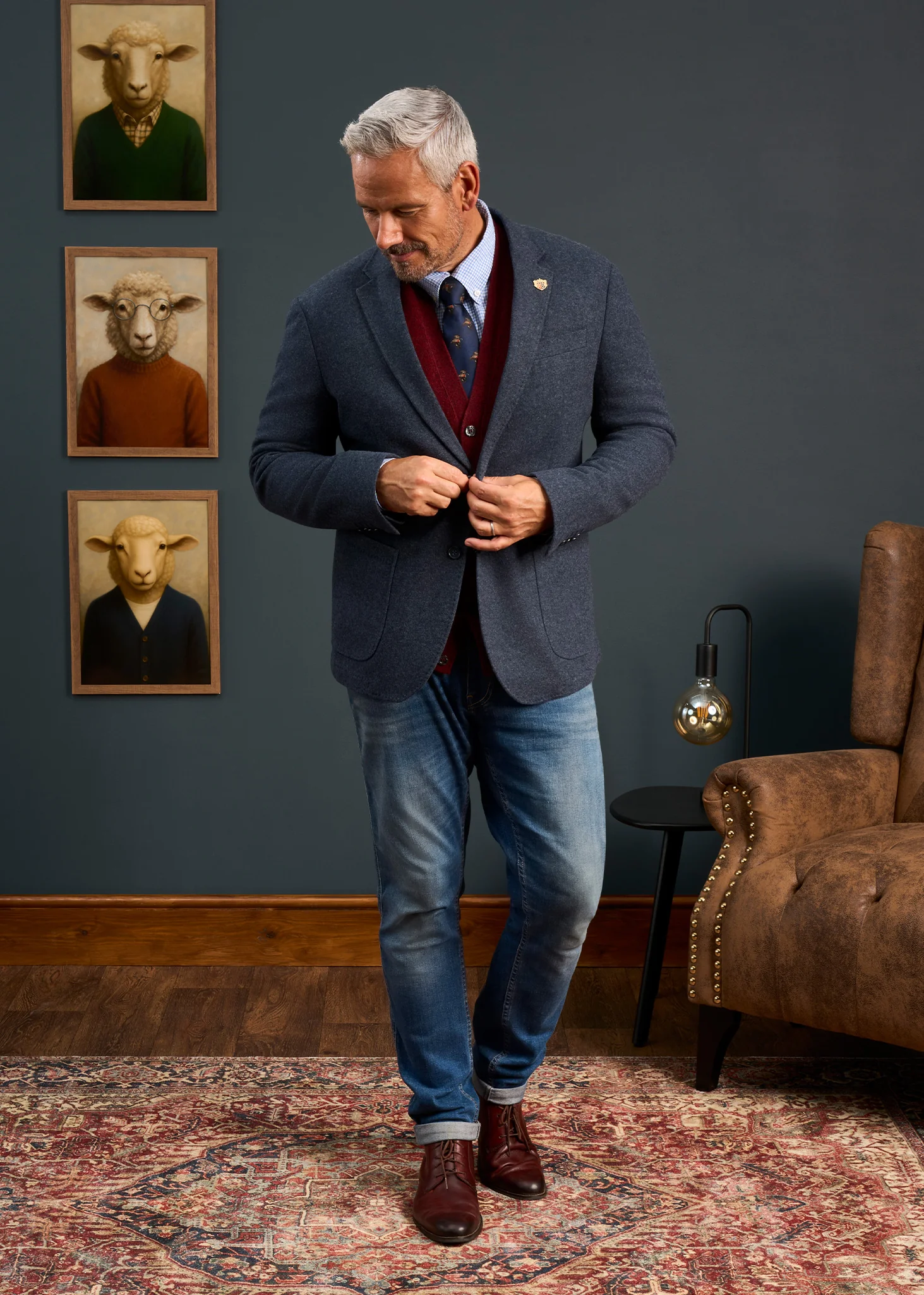 Richmond Men's Knitted Blazer In Navy - Image 4