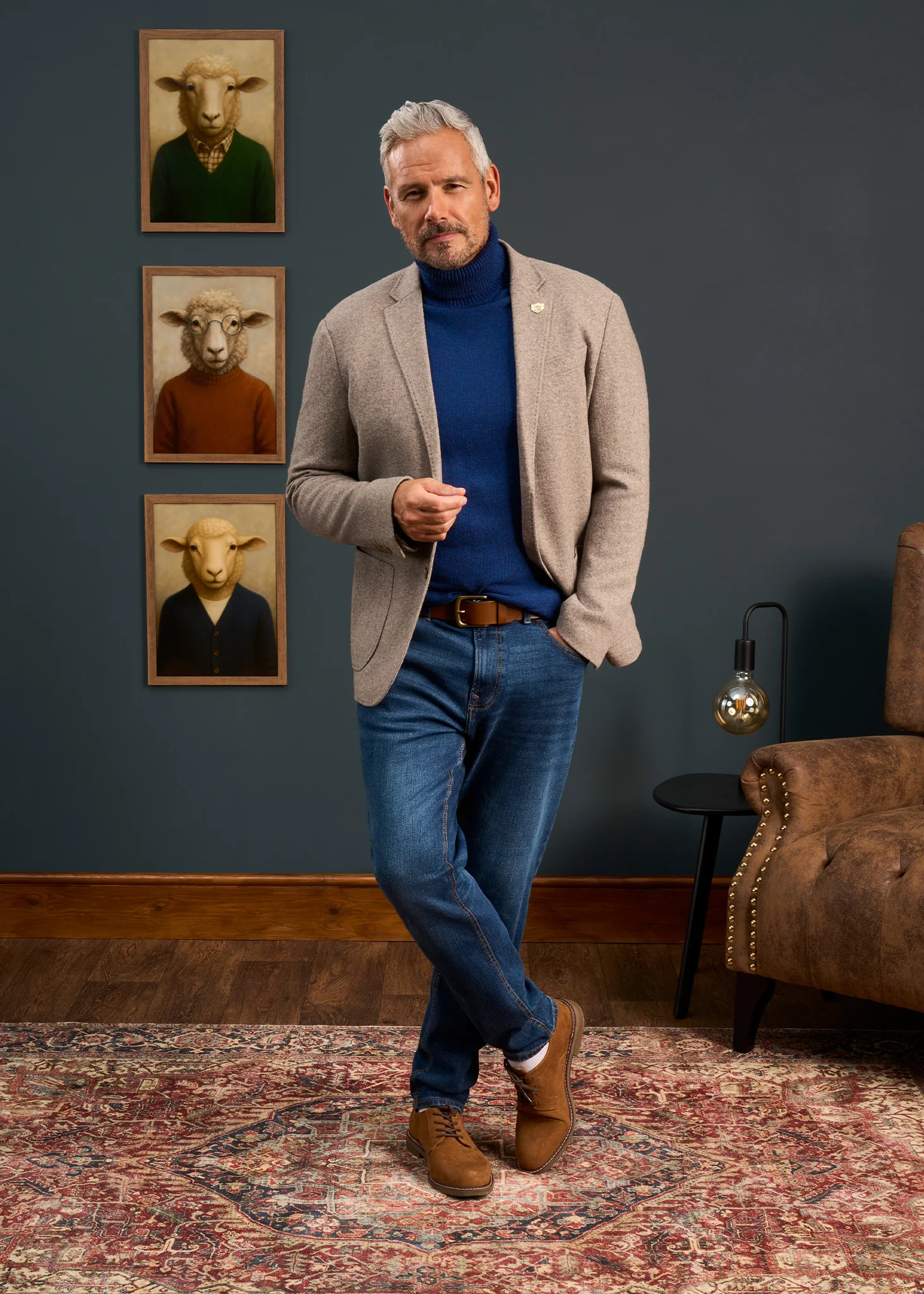 Richmond Men's Knitted Blazer In Oat - Image 3