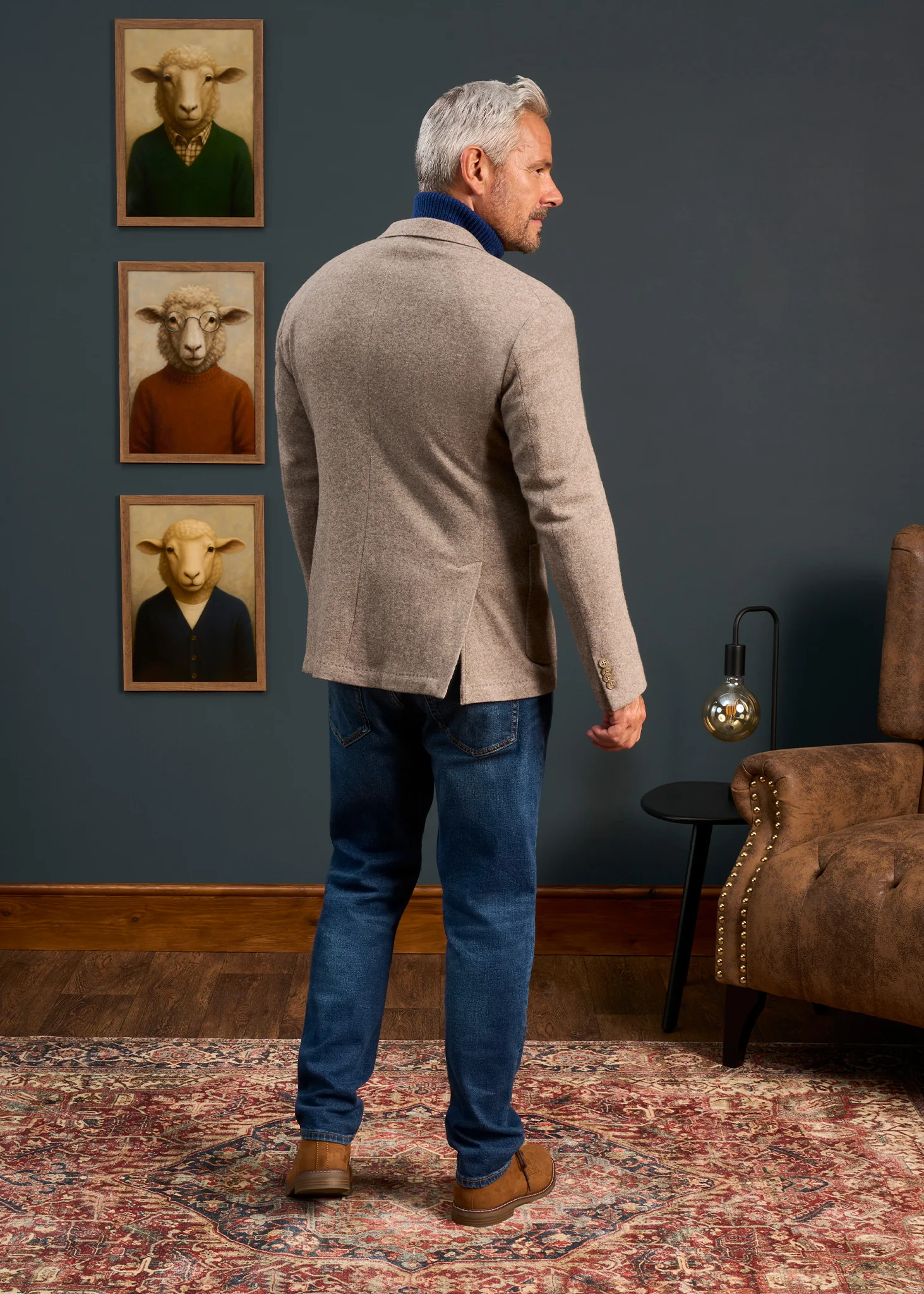 Richmond Men's Knitted Blazer In Oat - Image 4