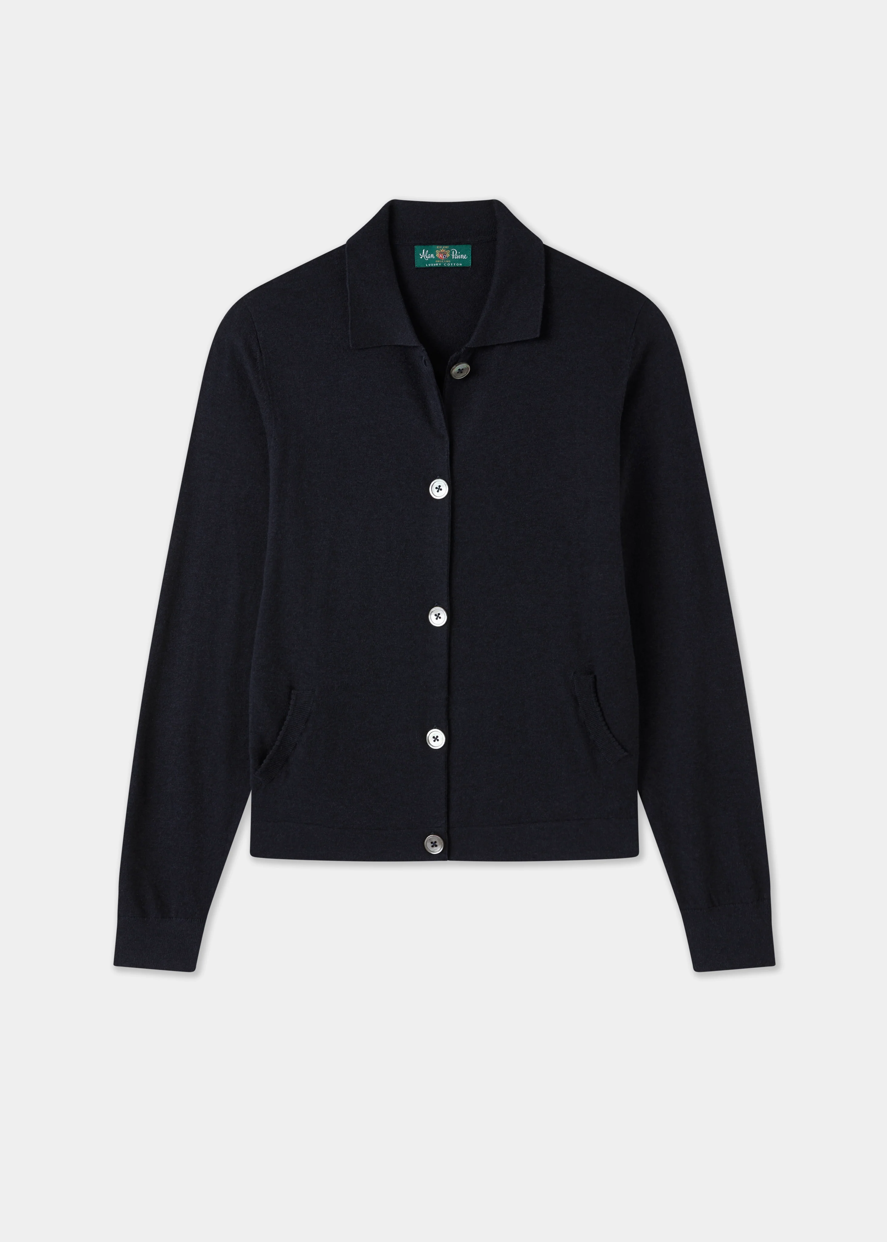 Rosa Ladies Cotton Cashmere Cardigan In Dark Navy