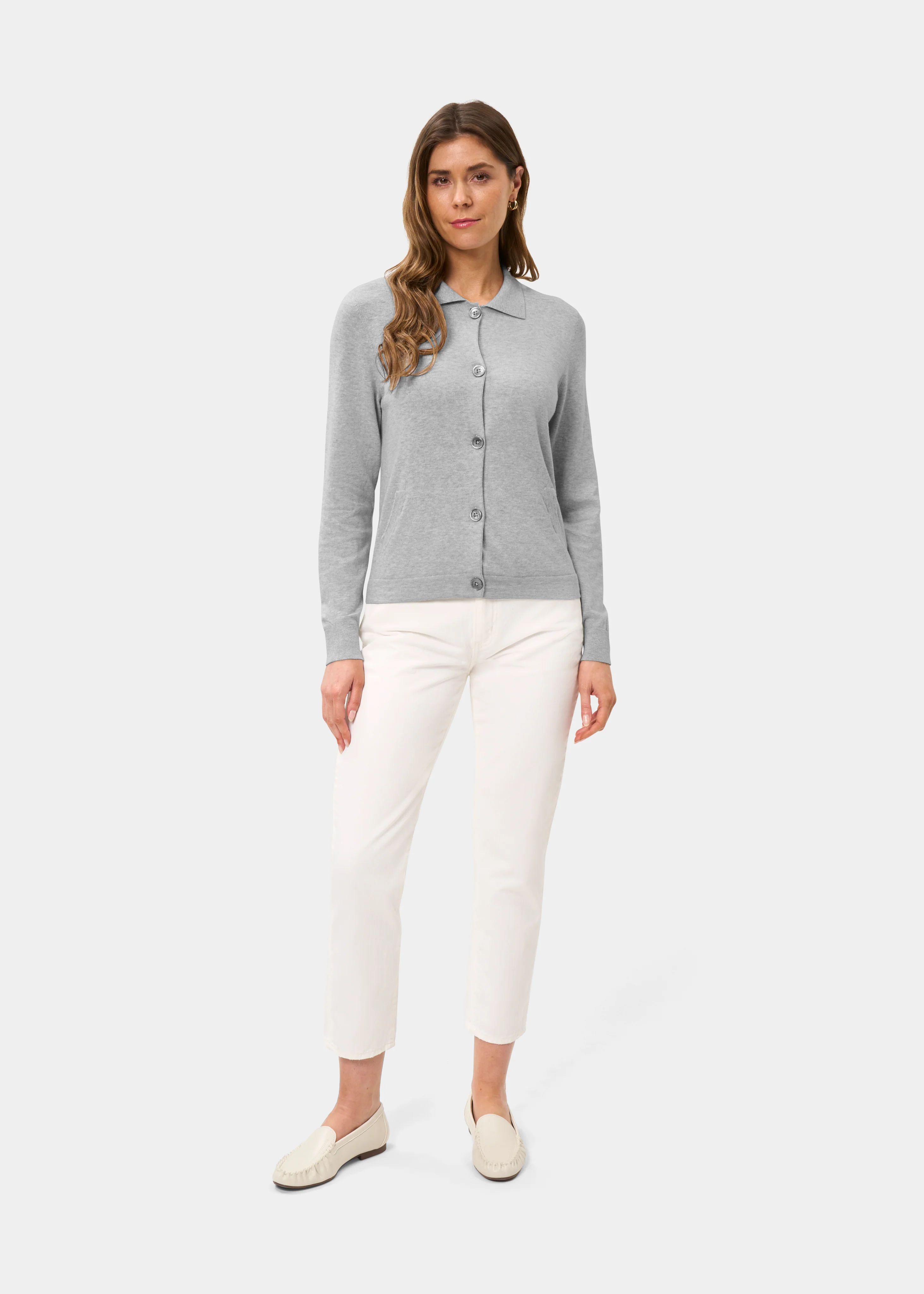 Rosa Ladies Cotton Cashmere Cardigan In Dove - Image 2