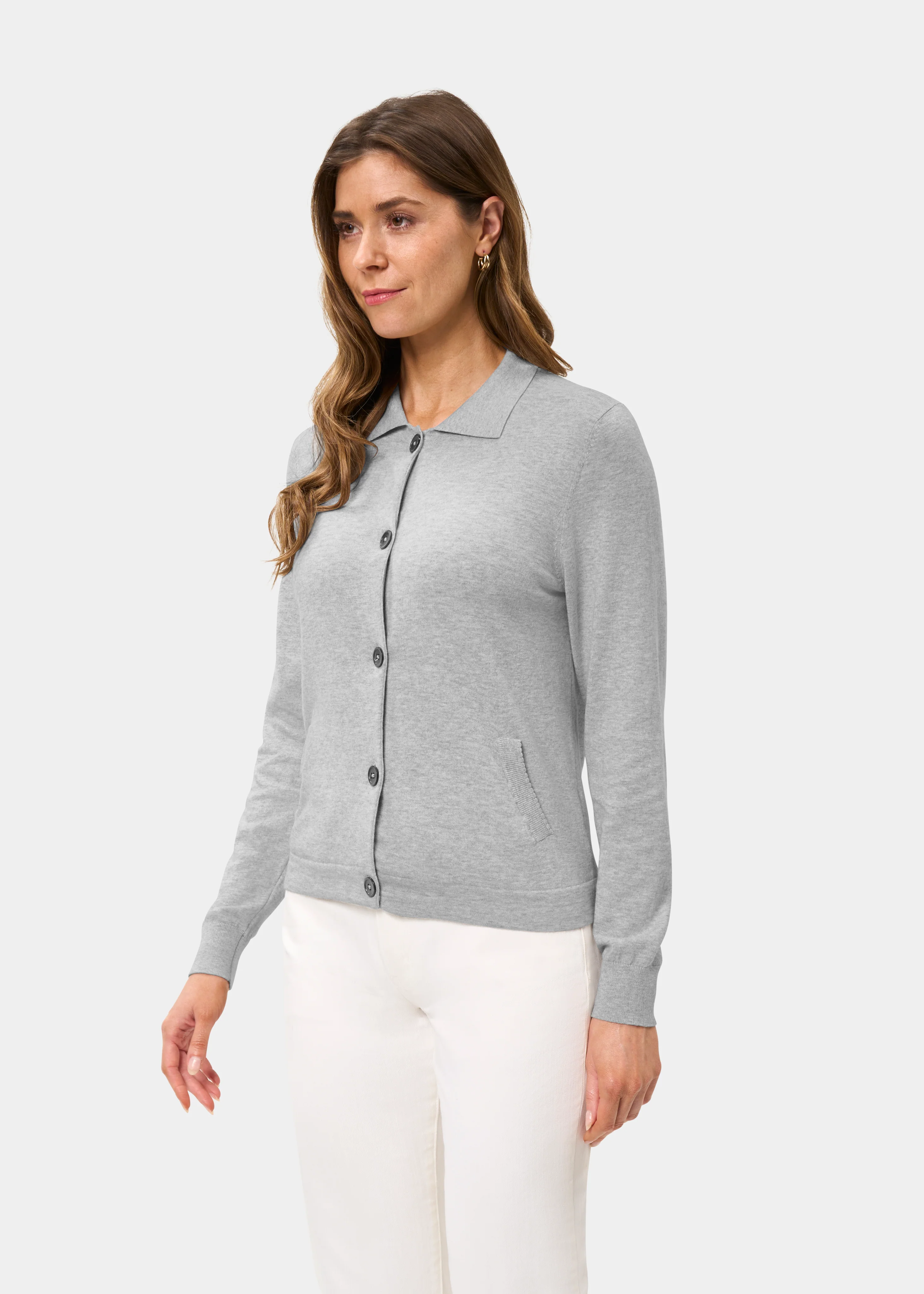 Rosa Ladies Cotton Cashmere Cardigan In Dove - Image 6