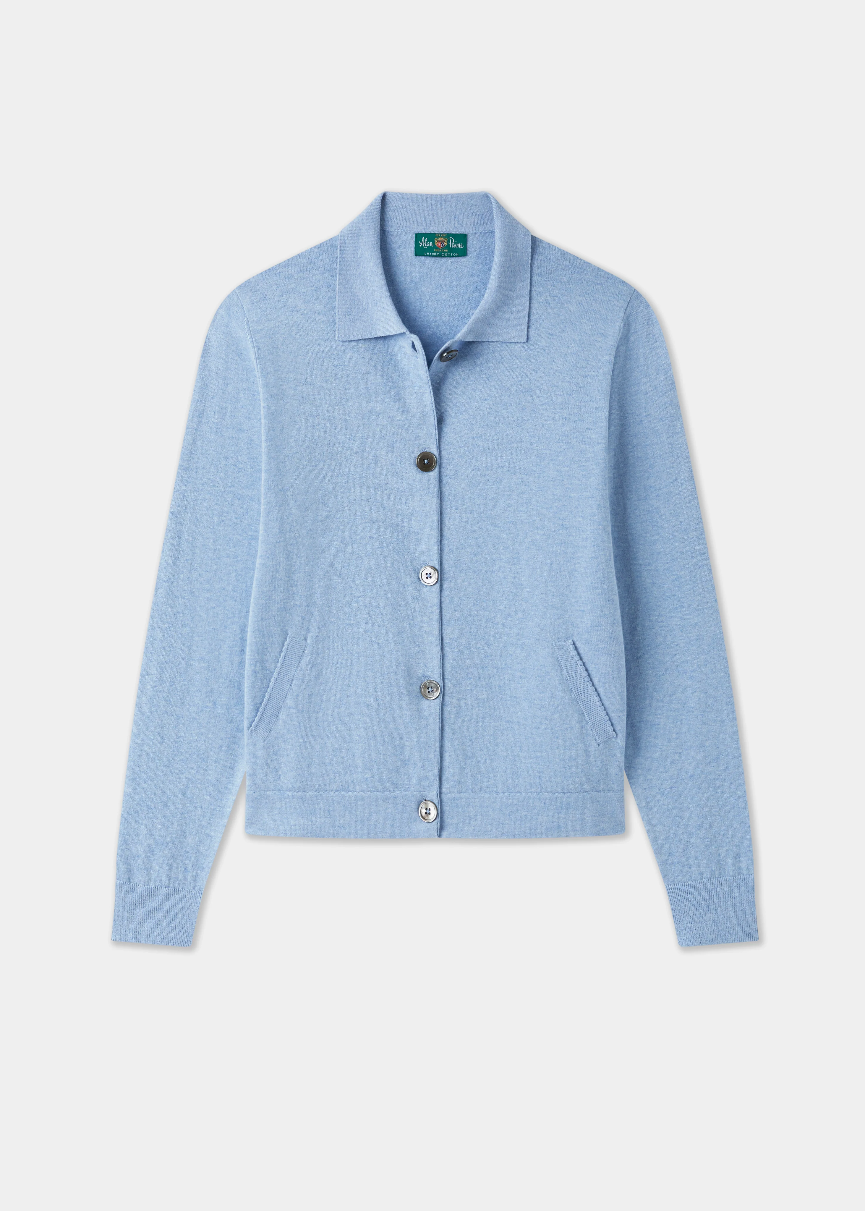 Rosa Ladies Cotton Cashmere Cardigan In Steel Blue