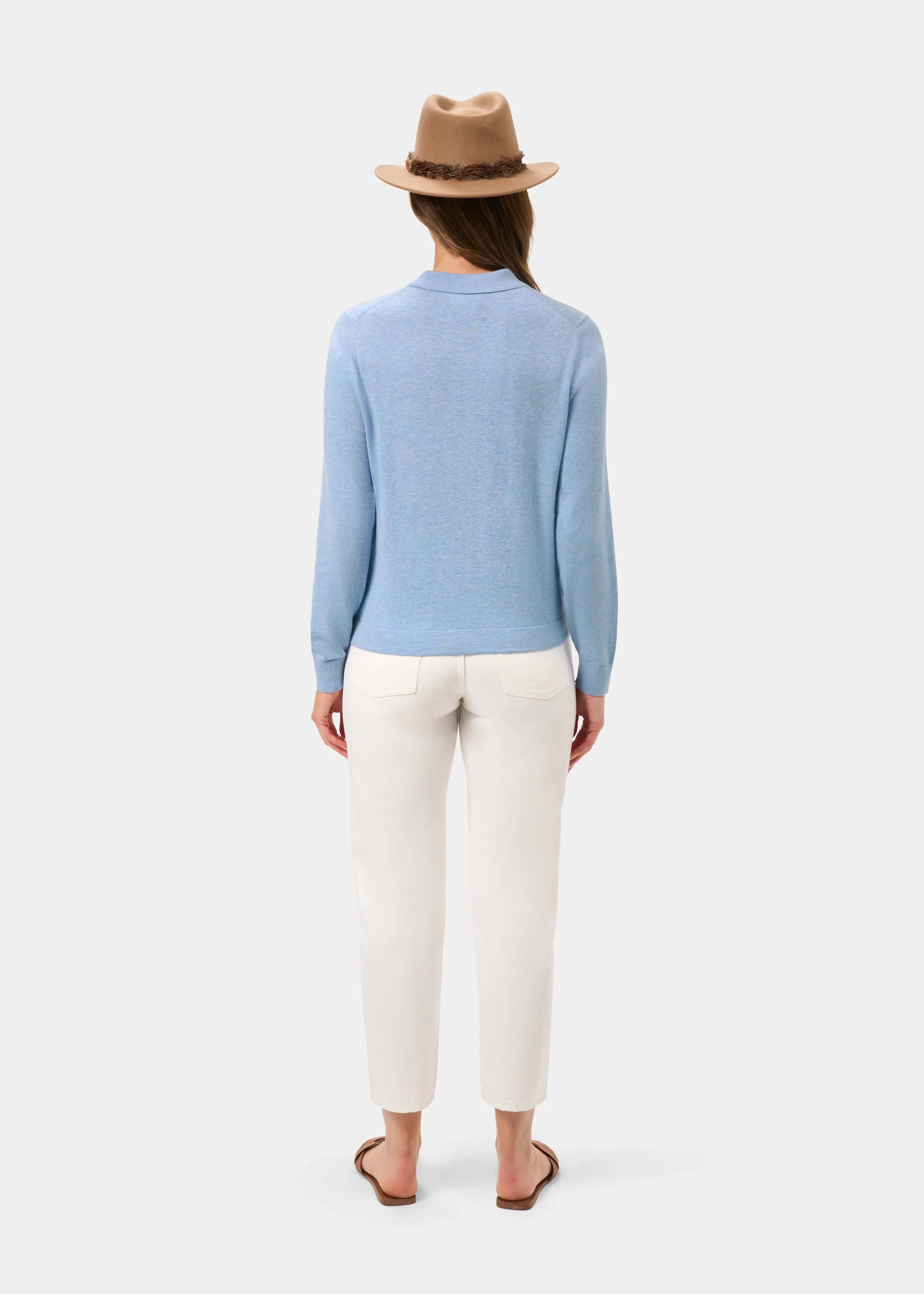 Rosa Ladies Cotton Cashmere Cardigan In Steel Blue - Image 7