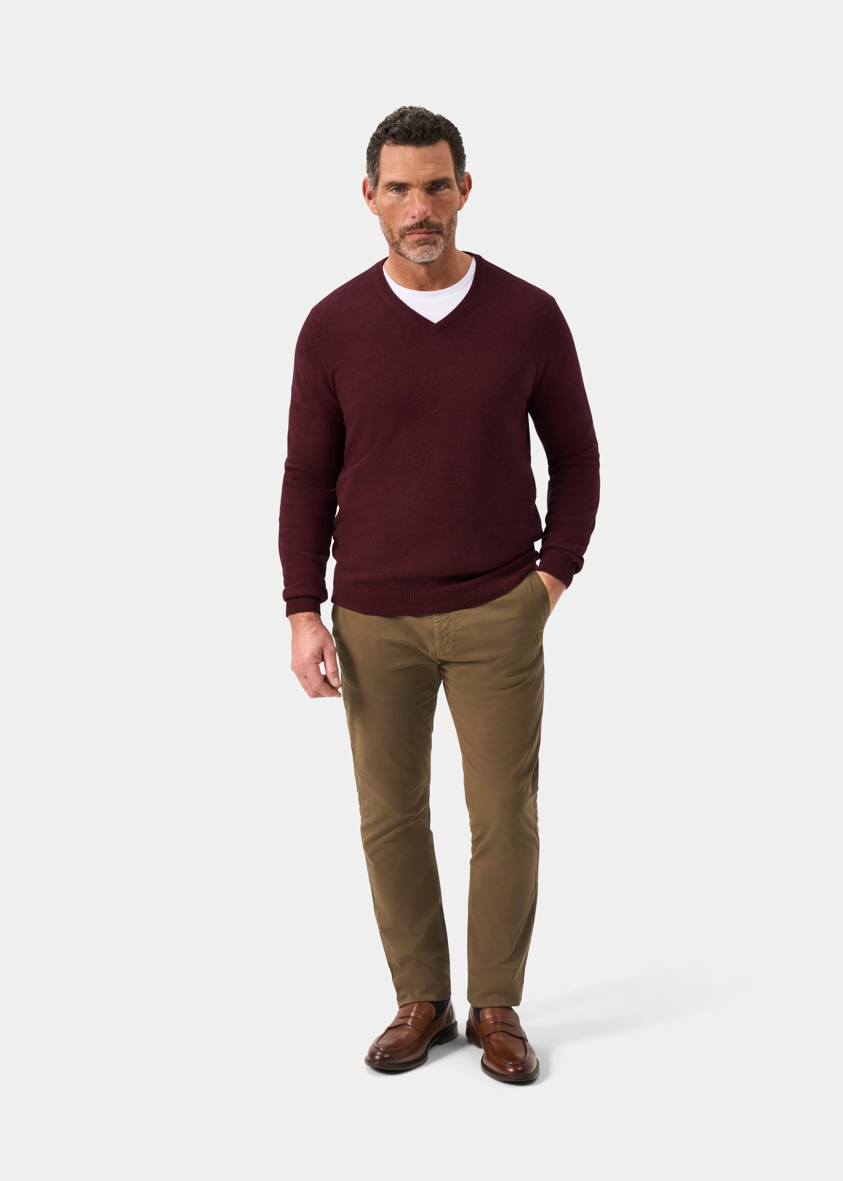 Rothwell Cotton Cashmere Jumper In Blackcurrant - Image 3