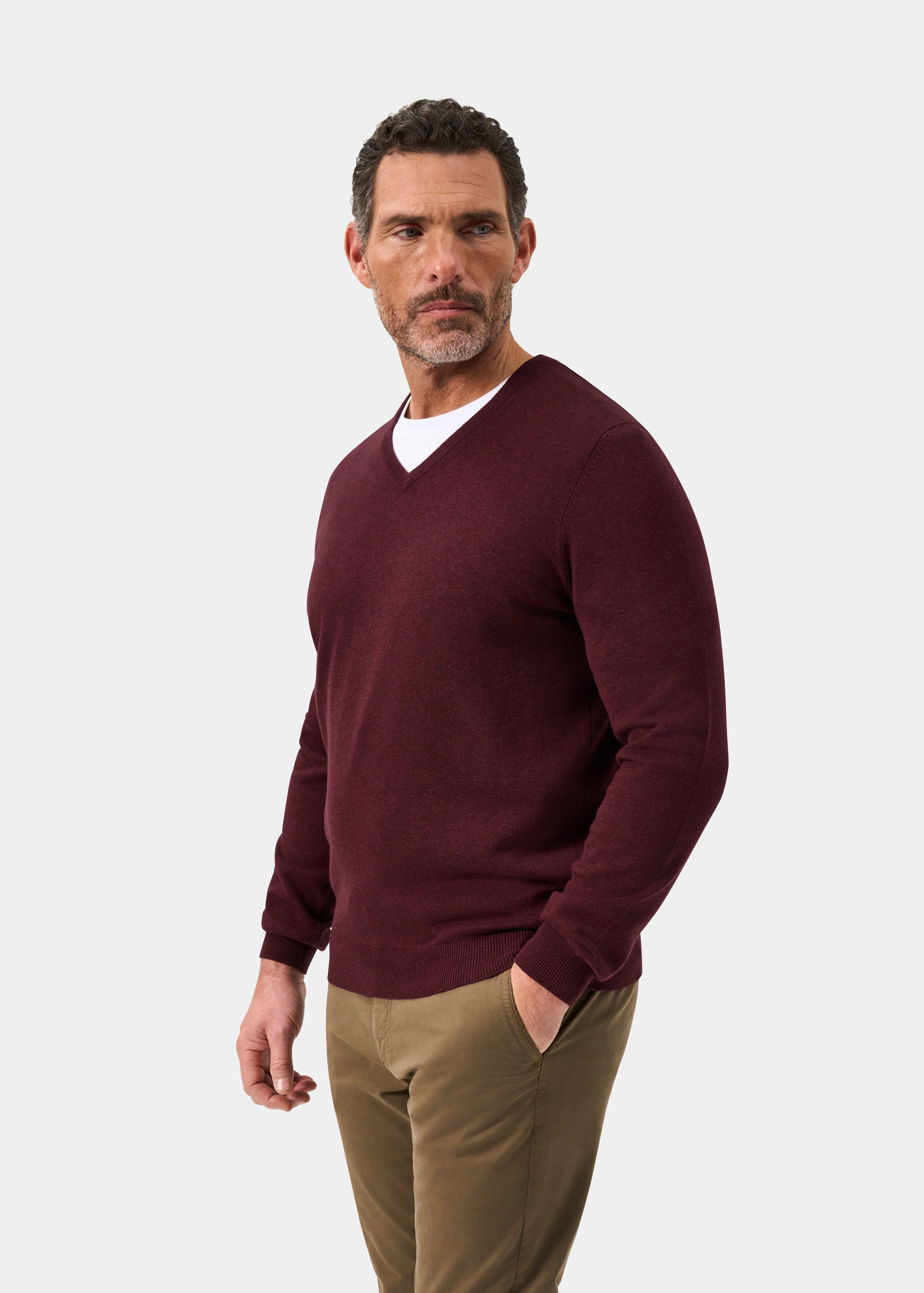 Rothwell Cotton Cashmere Jumper In Blackcurrant - Image 5