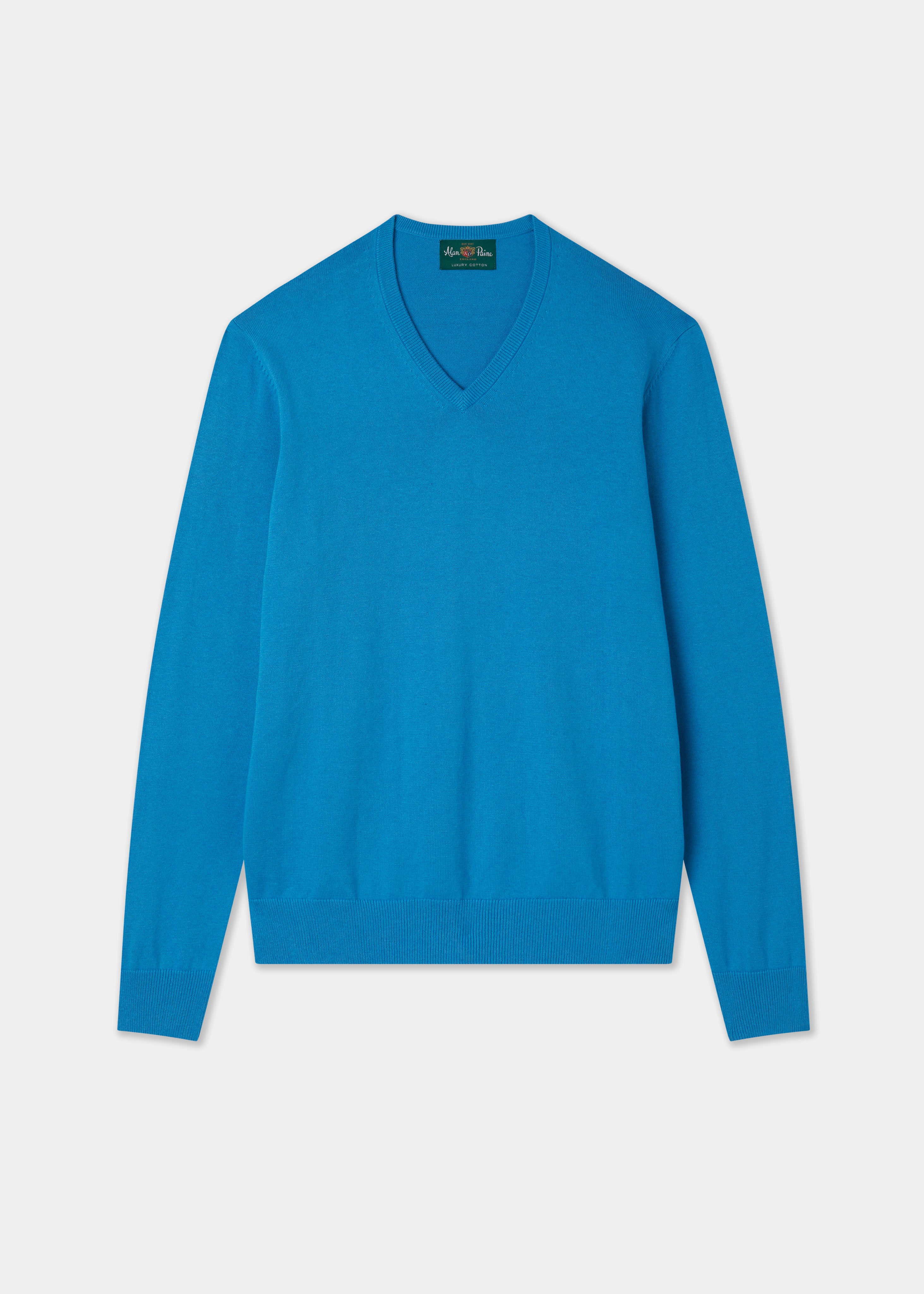 Rothwell Cotton Cashmere Jumper In Blue Lagoon