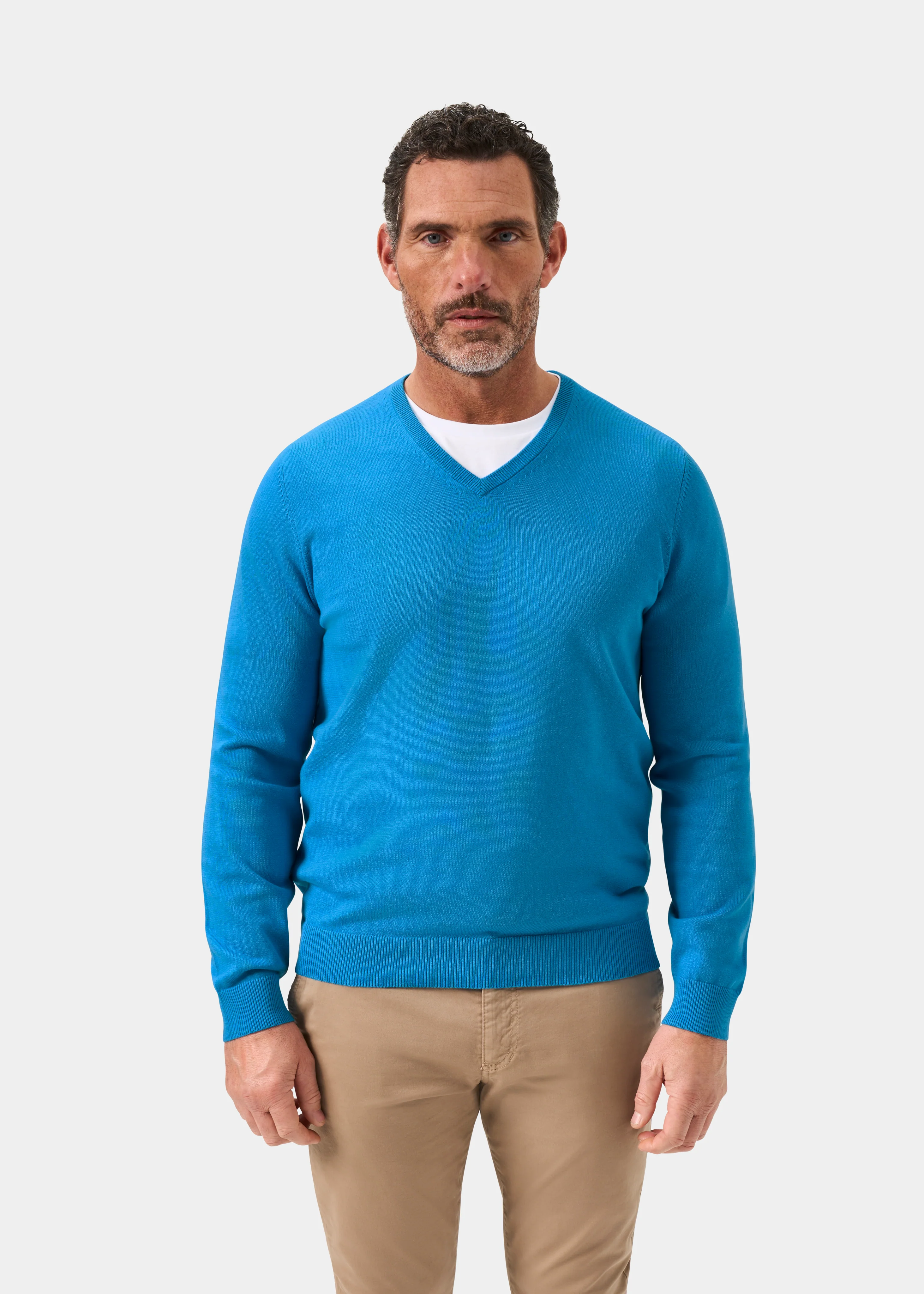 Rothwell Cotton Cashmere Jumper In Blue Lagoon - Image 2