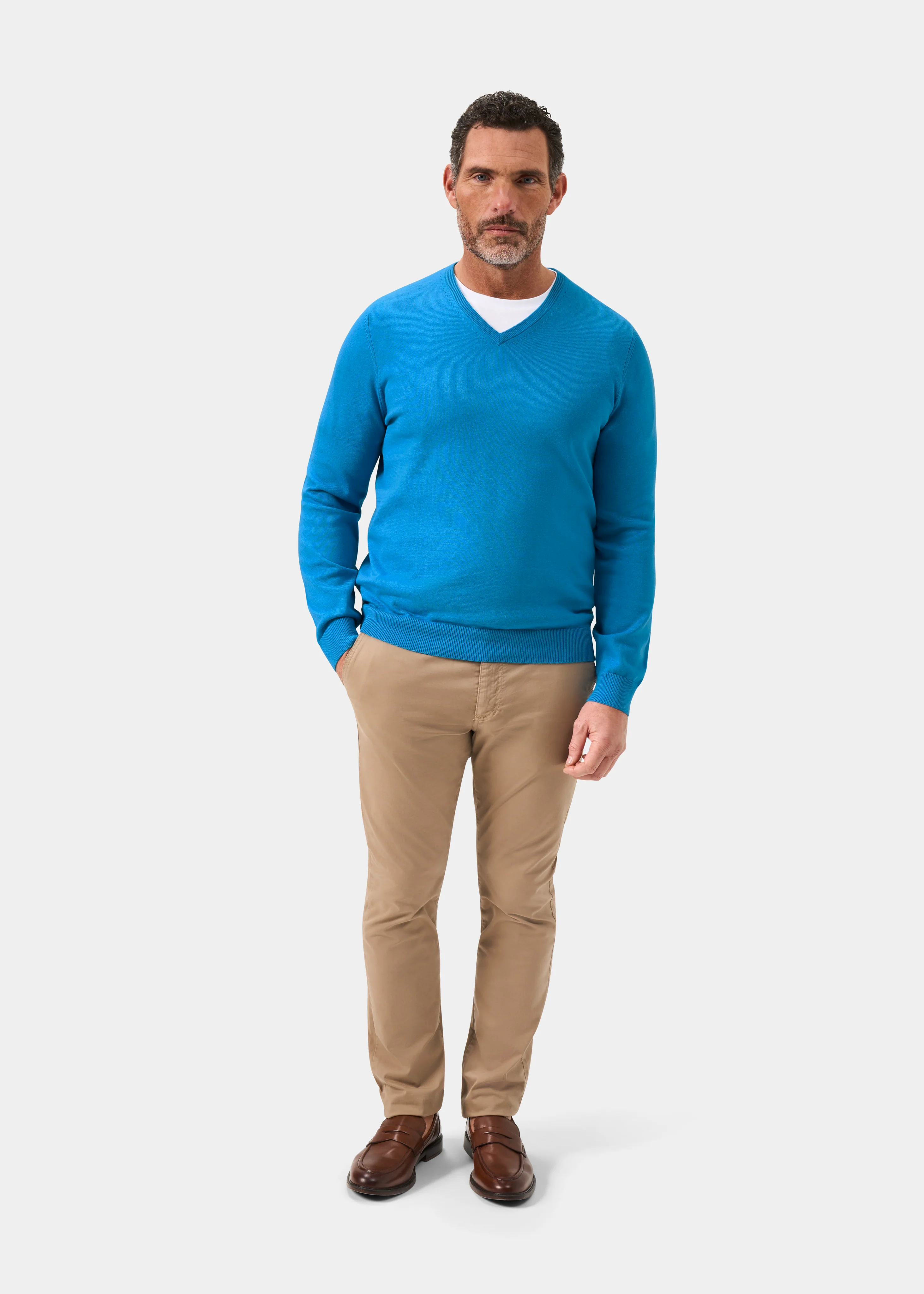 Rothwell Cotton Cashmere Jumper In Blue Lagoon - Image 3