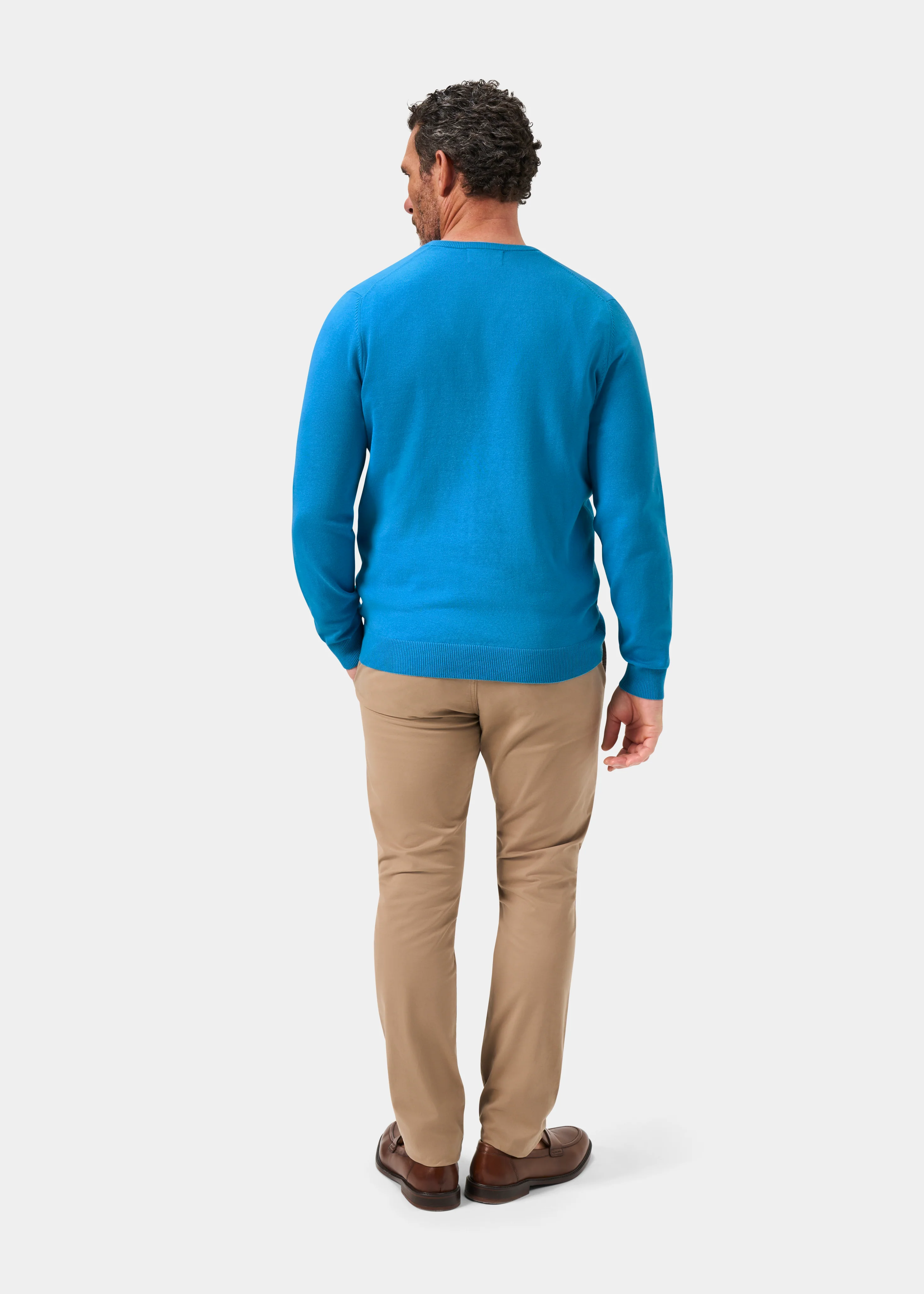 Rothwell Cotton Cashmere Jumper In Blue Lagoon - Image 6