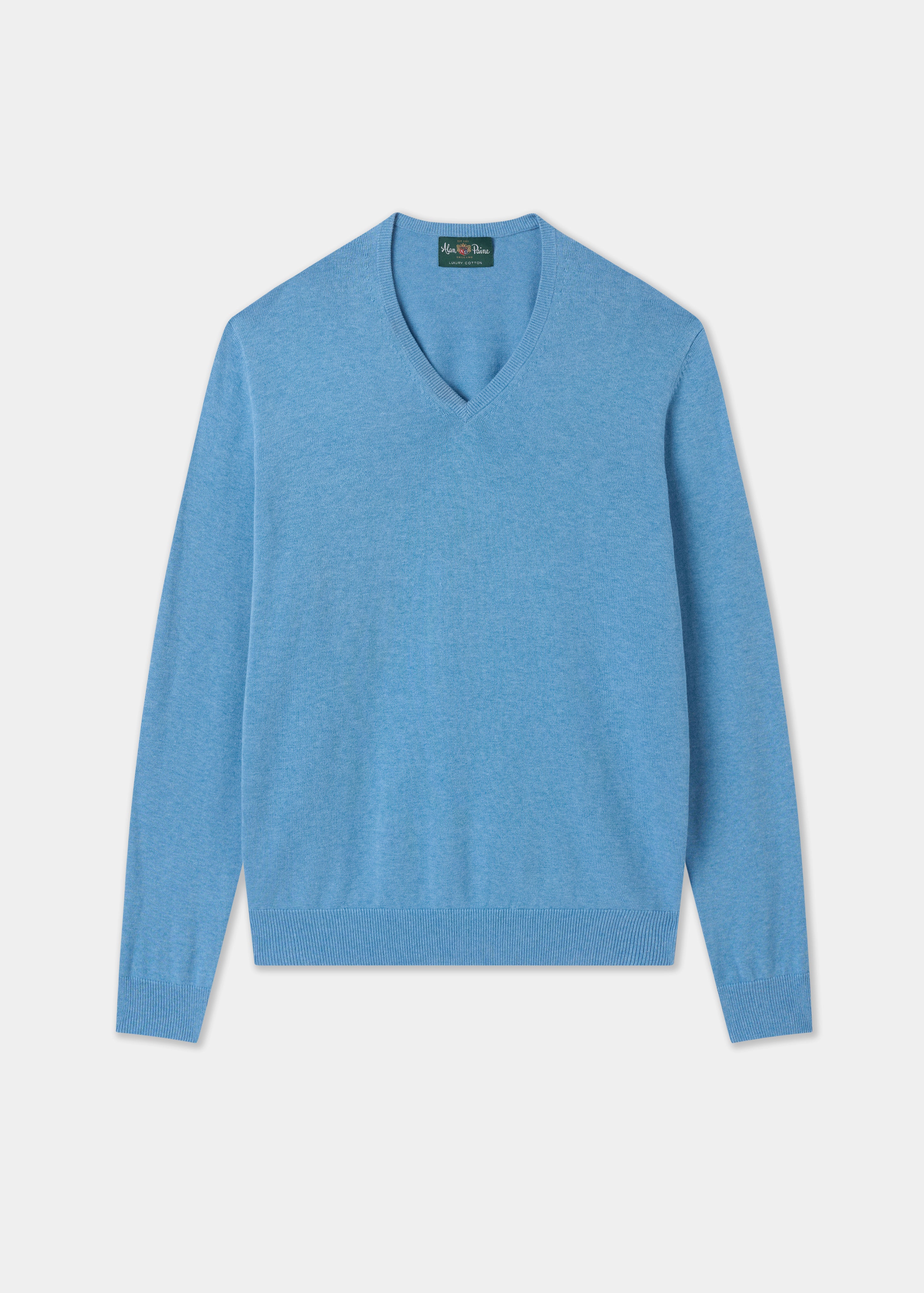 Rothwell Cotton Cashmere Jumper In Carolina Blue