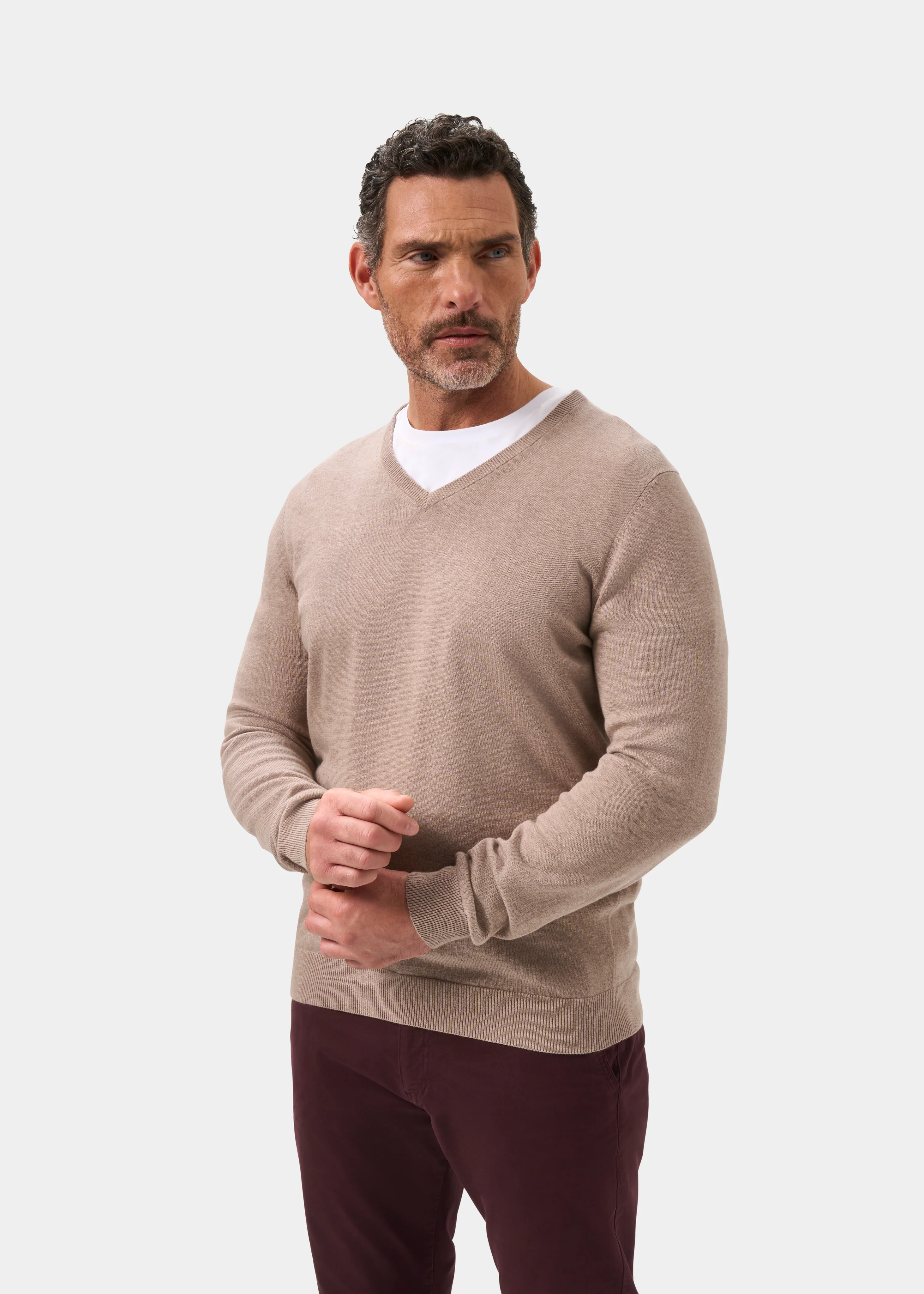 Rothwell Cotton Cashmere Jumper In Coffee - Image 6