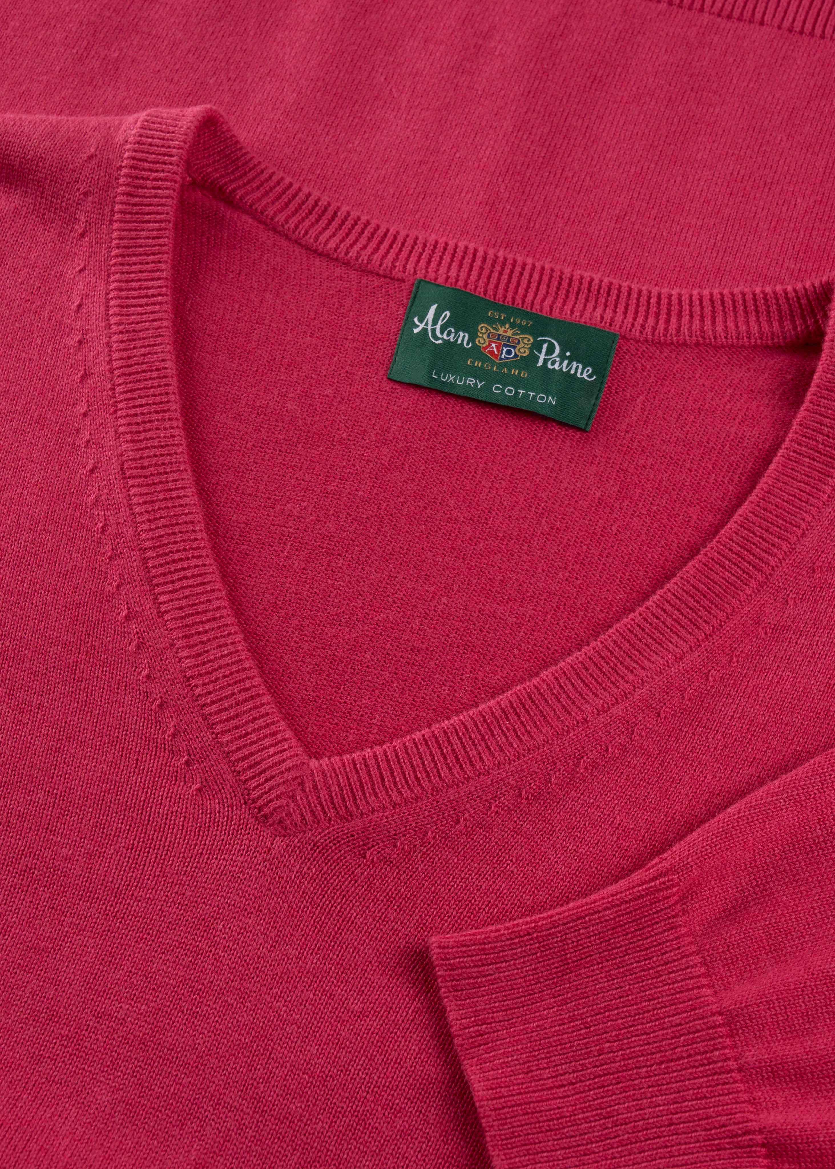 Rothwell Cotton Cashmere Jumper In Raspberry - Image 2