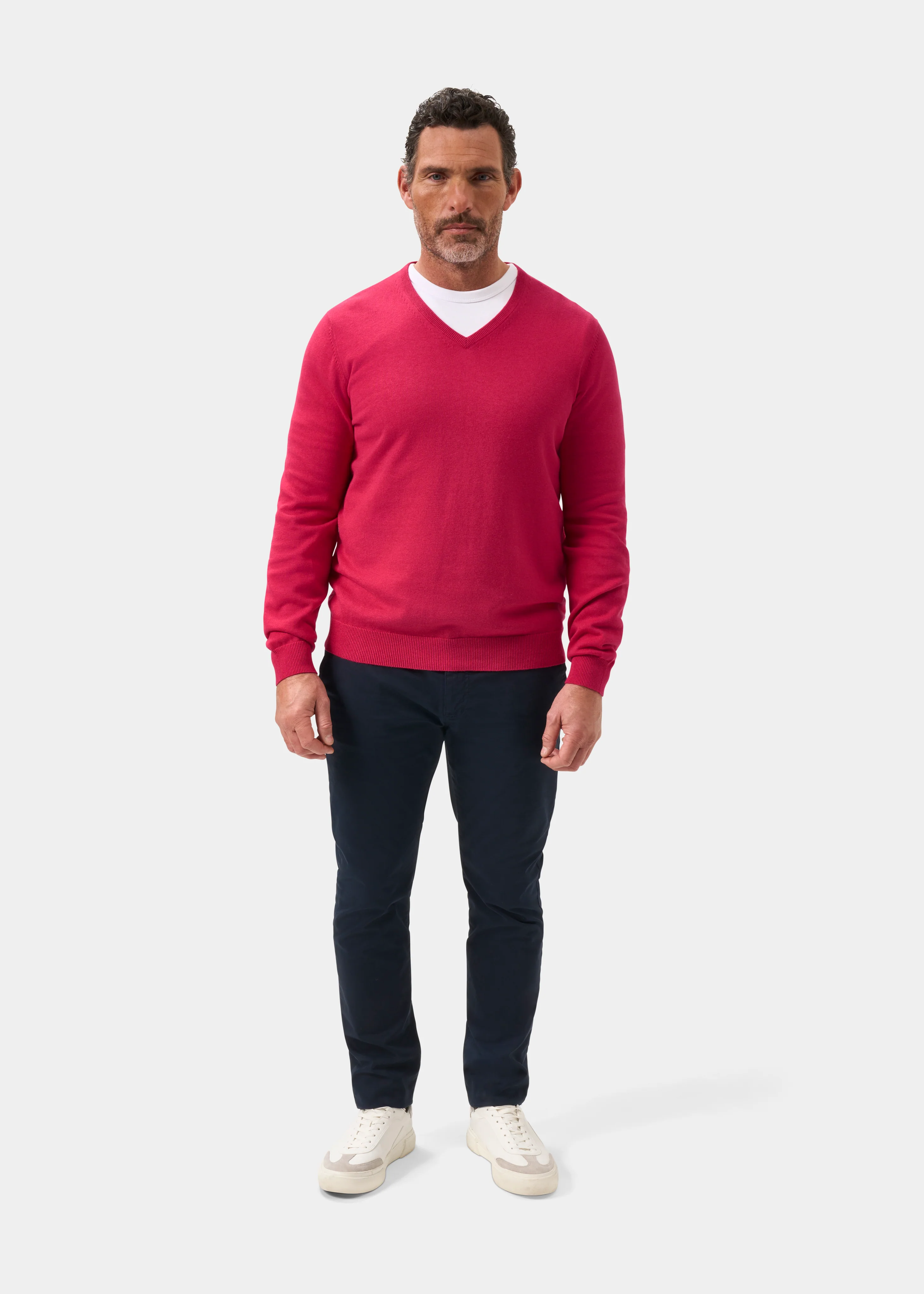 Rothwell Cotton Cashmere Jumper In Raspberry - Image 4