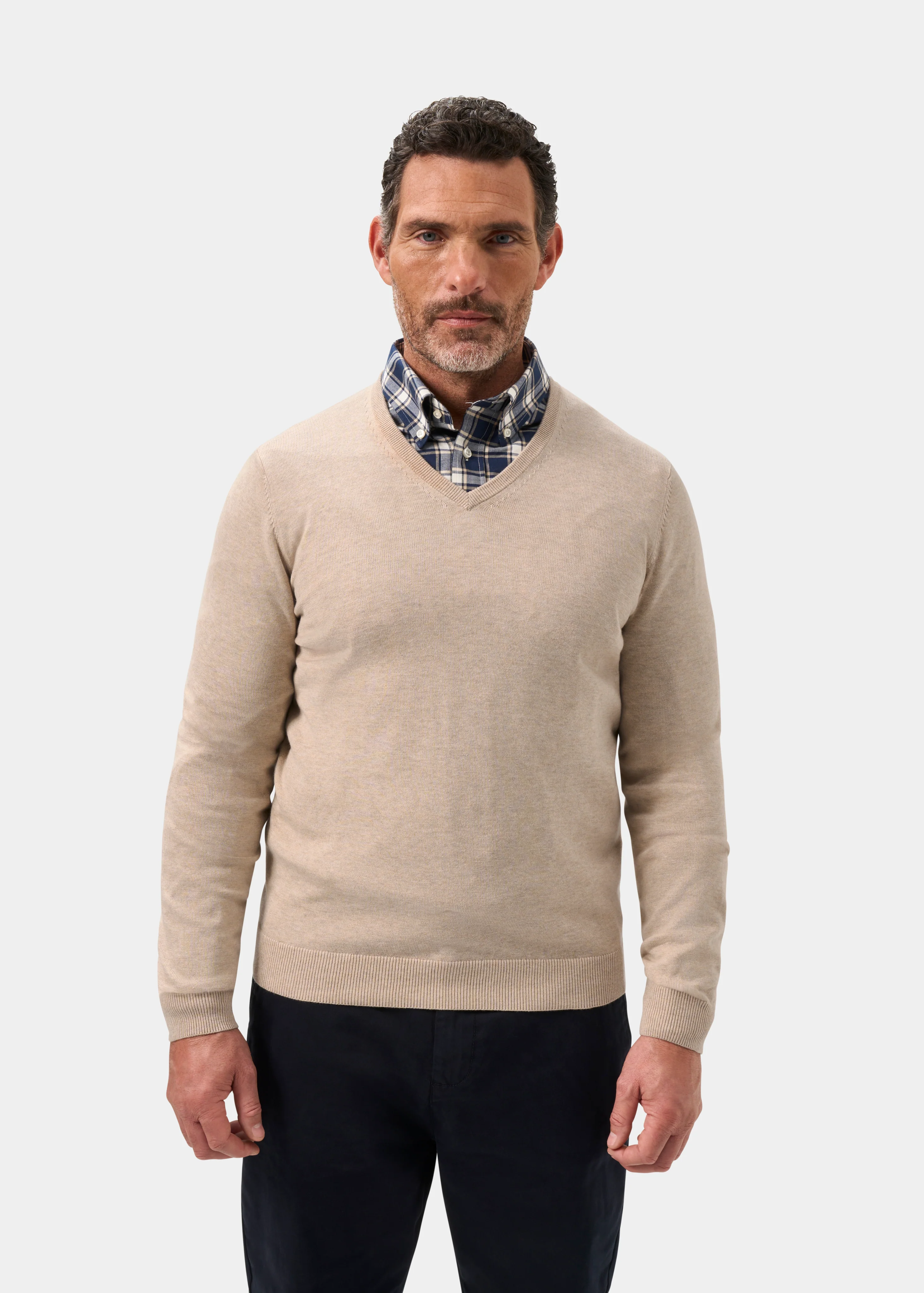 Rothwell Cotton Cashmere Jumper In Sand - Image 5