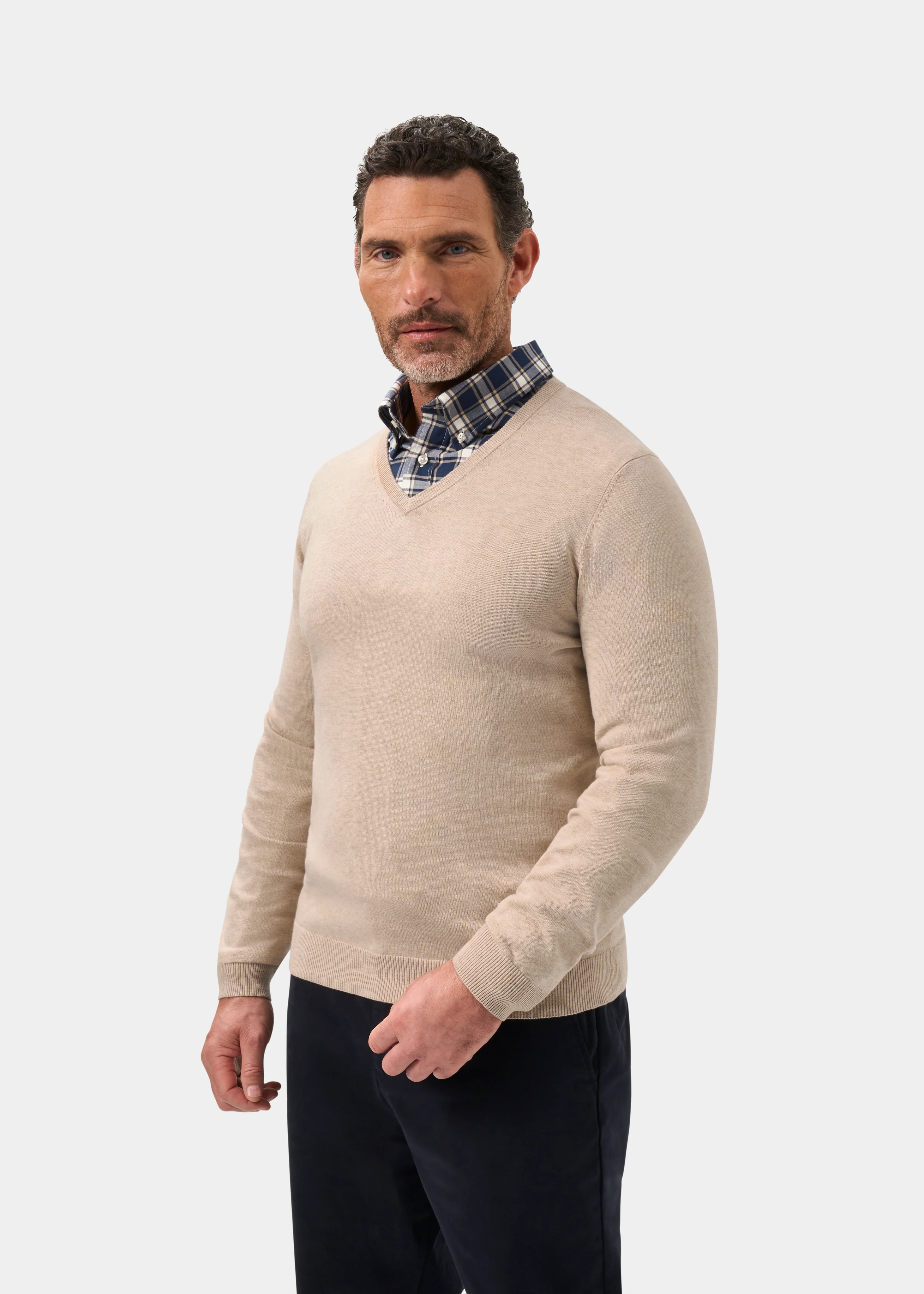 Rothwell Cotton Cashmere Jumper In Sand - Image 6