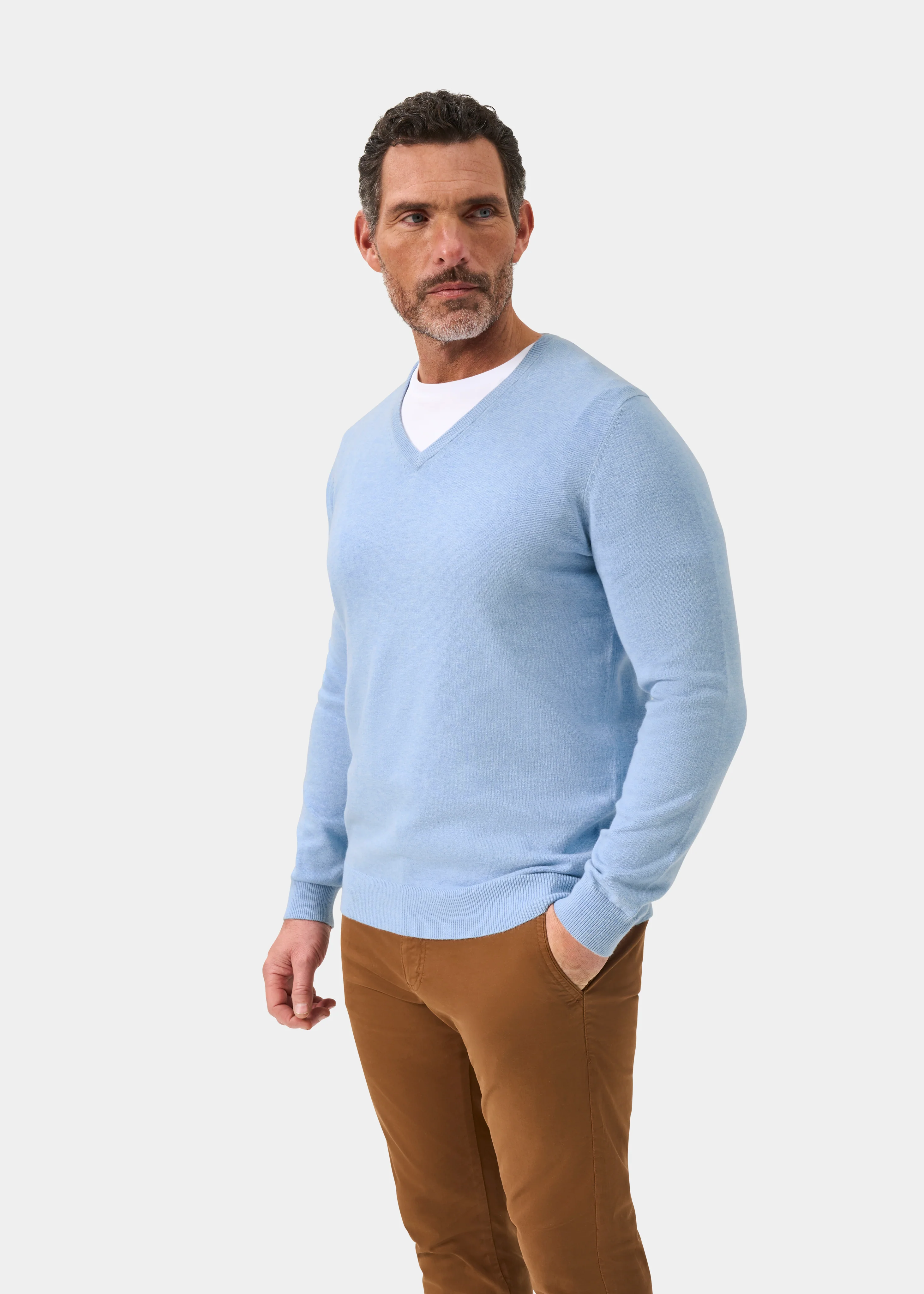 Rothwell Cotton Cashmere Jumper In Steel Blue - Image 5