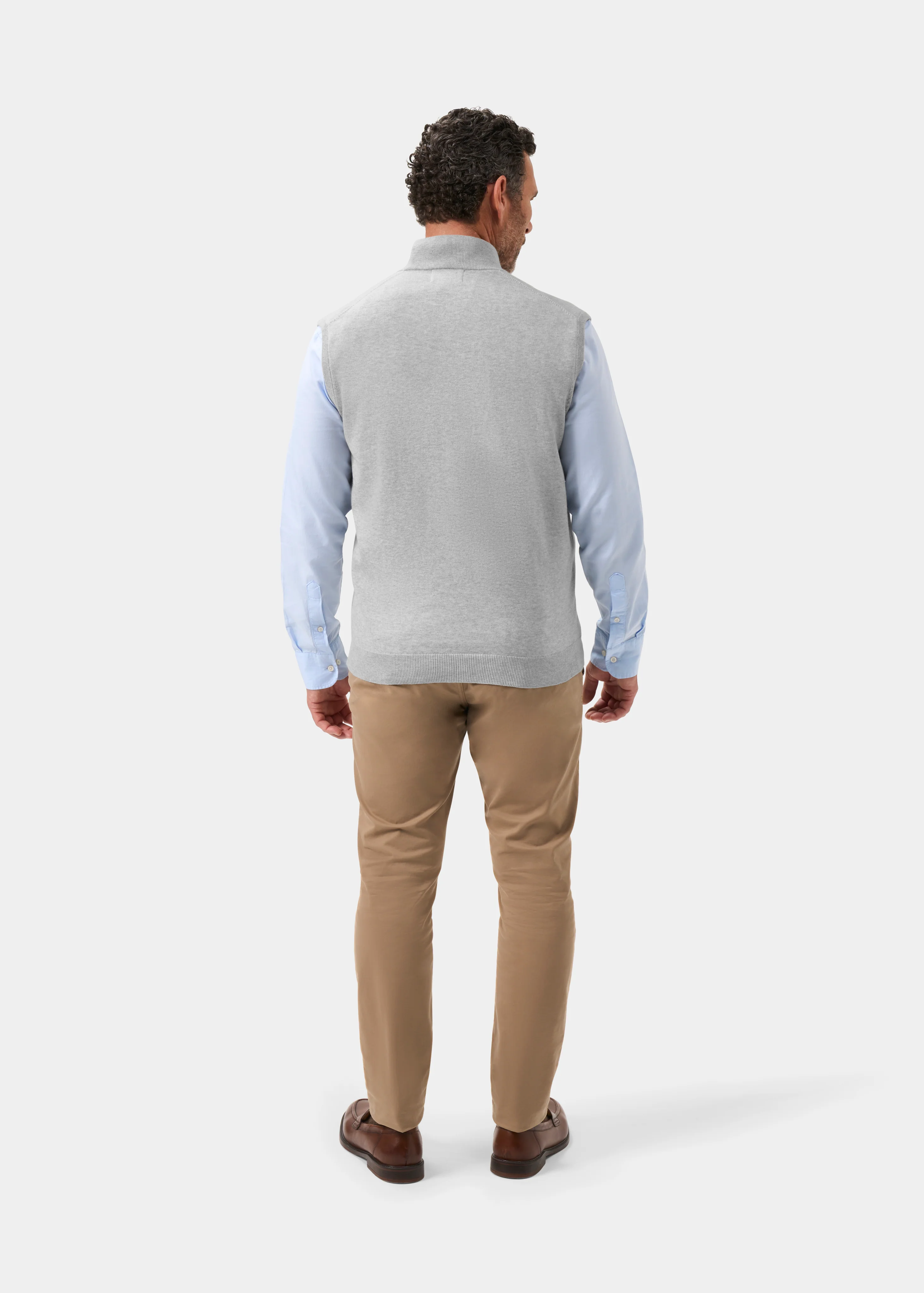 Rowley Men's Cotton Cashmere 1/4 Zip Gilet In Dove - Image 7