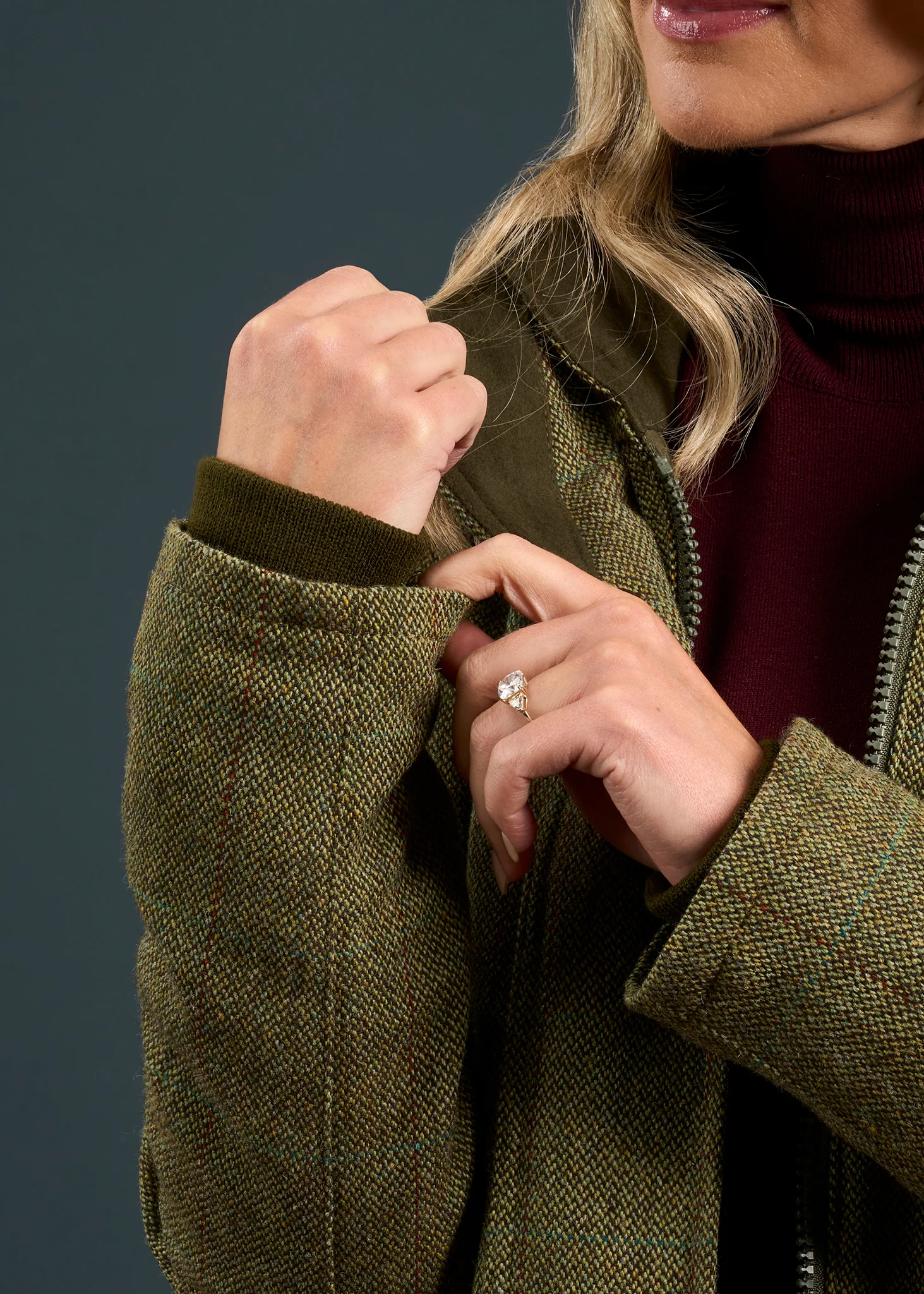 Rutland Ladies Tweed Waterproof Shooting Coat In Hemp - Image 5