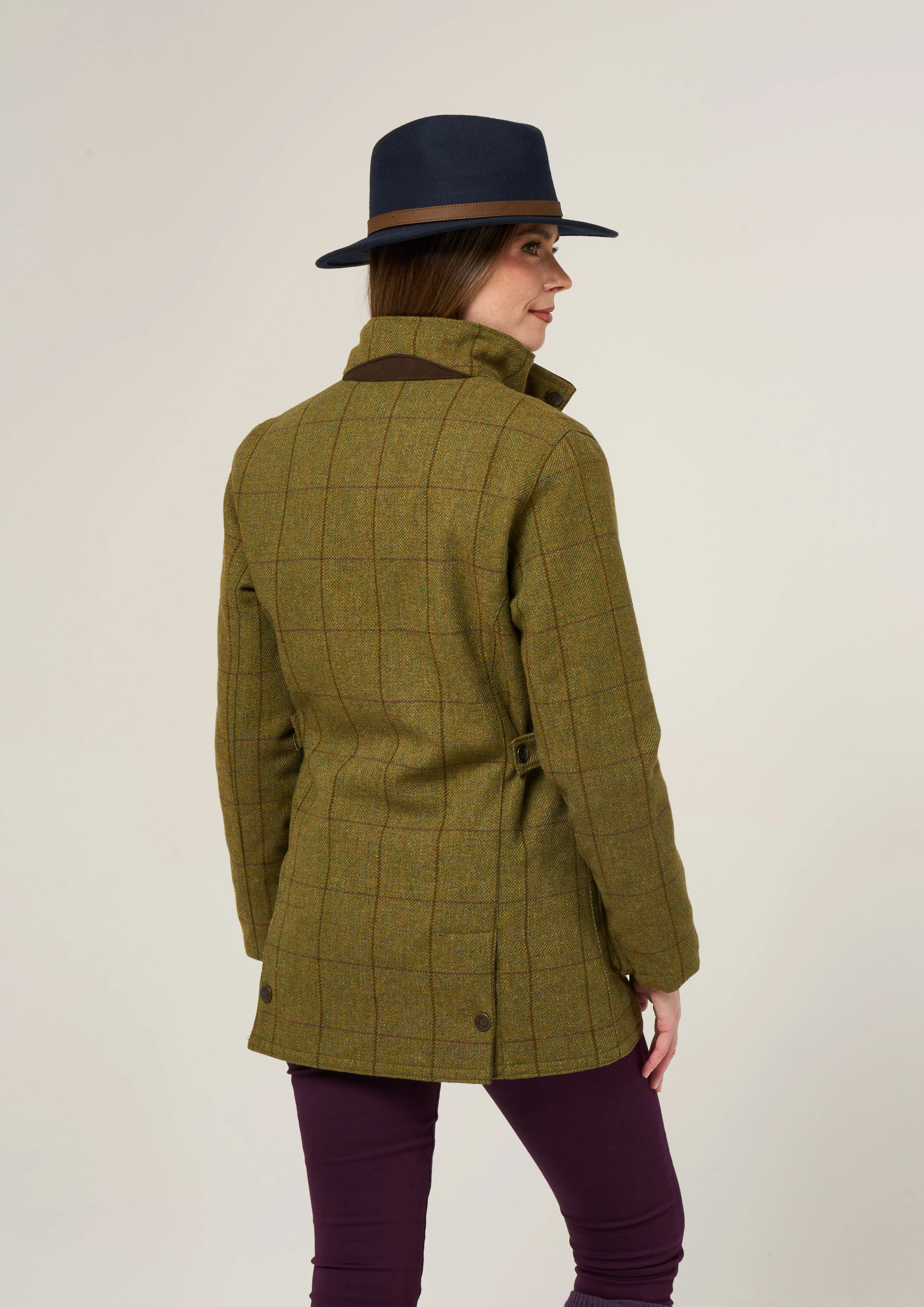 Rutland Ladies Tweed Waterproof Shooting Coat in Lichen  -  Shooting Fit - Image 6