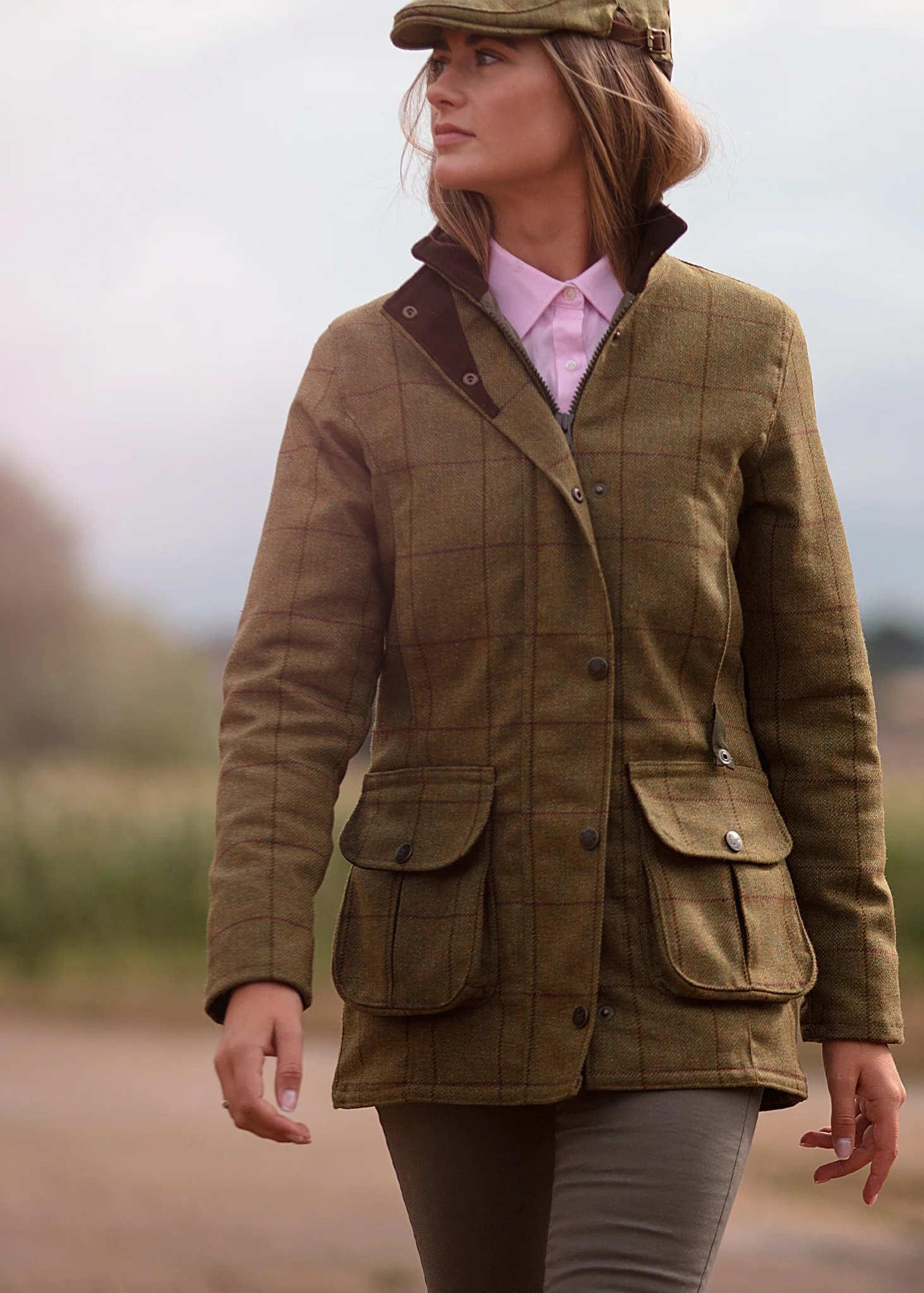 Rutland Ladies Tweed Waterproof Shooting Coat in Lichen  -  Shooting Fit - Image 7