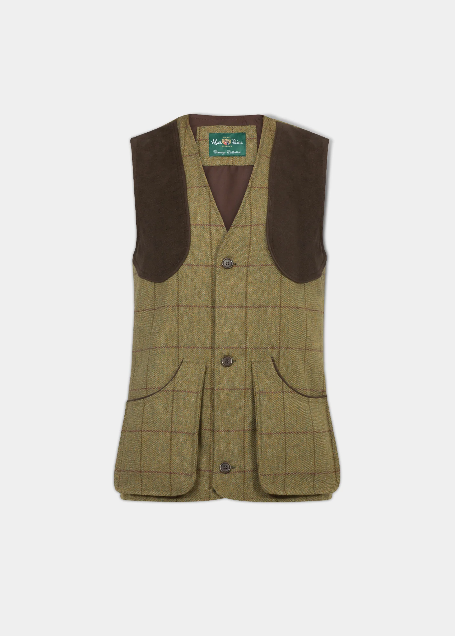 Rutland Men's Tweed Water Repellent Shooting Waistcoat in Lichen  -  Shooting Fit