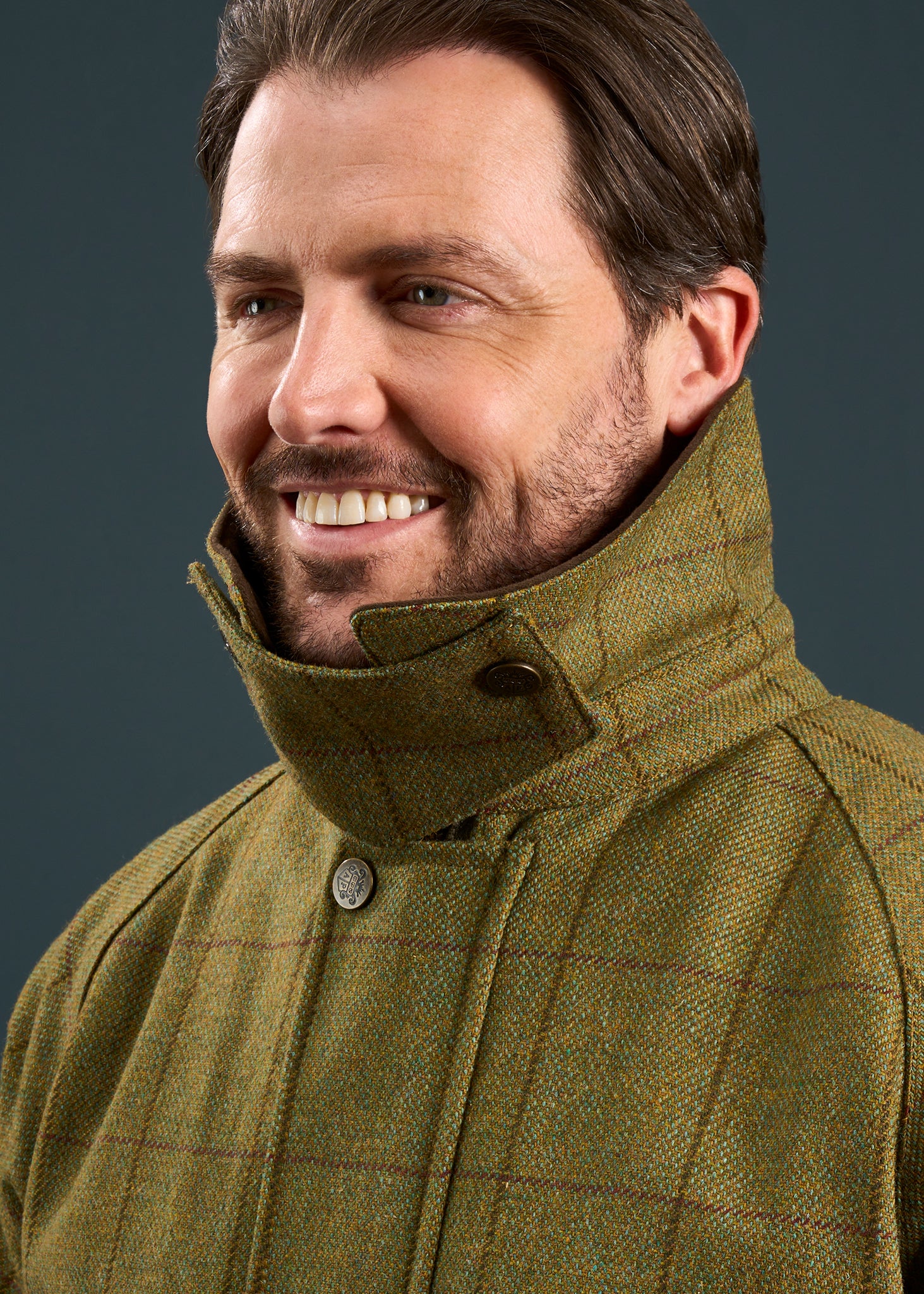 Rutland Men's Tweed Waterproof Shooting Coat in Lichen  -  Regular Fit - Image 9