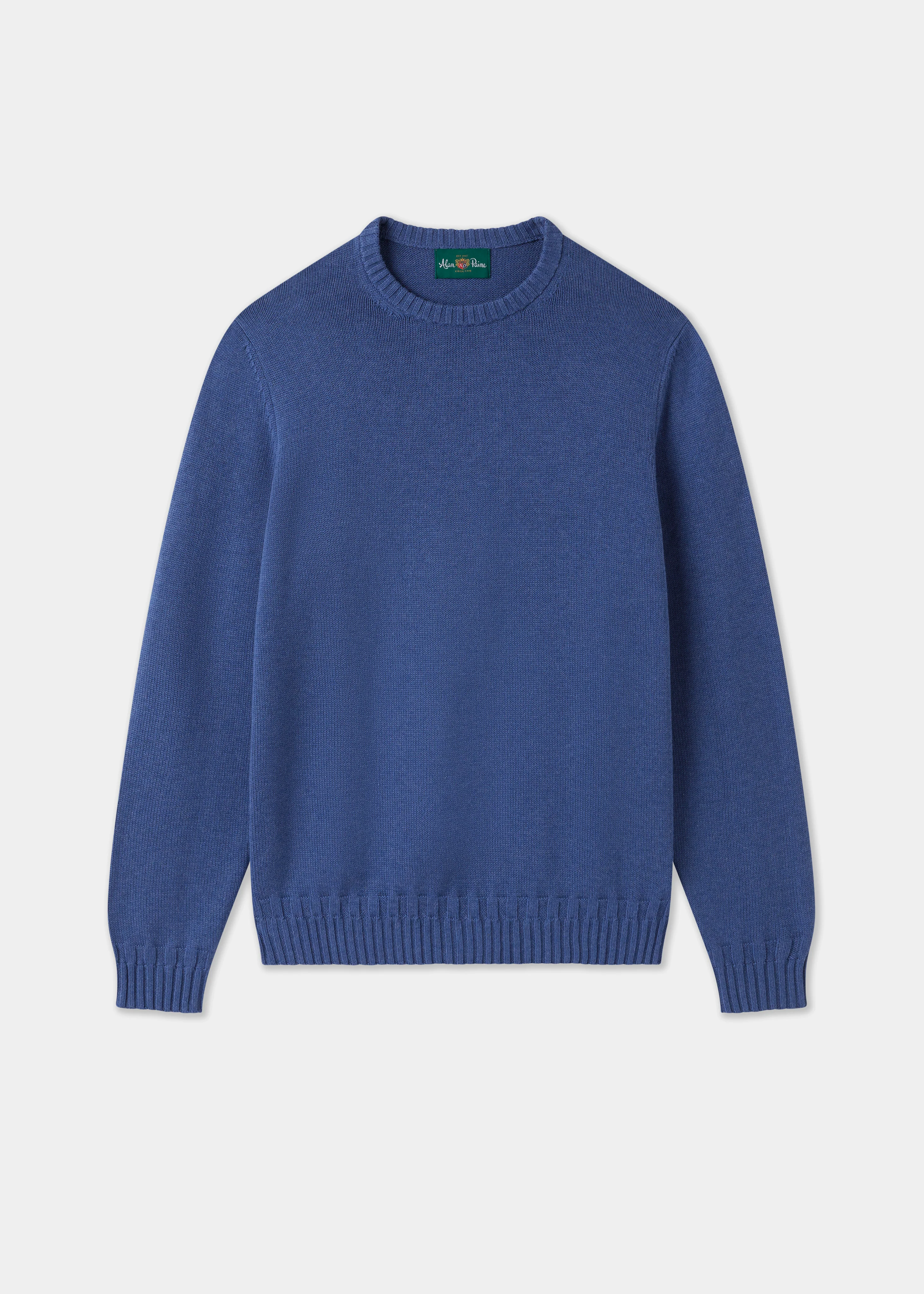 Salterton Men's Cotton Crew Neck Jumper In Indigo Mix