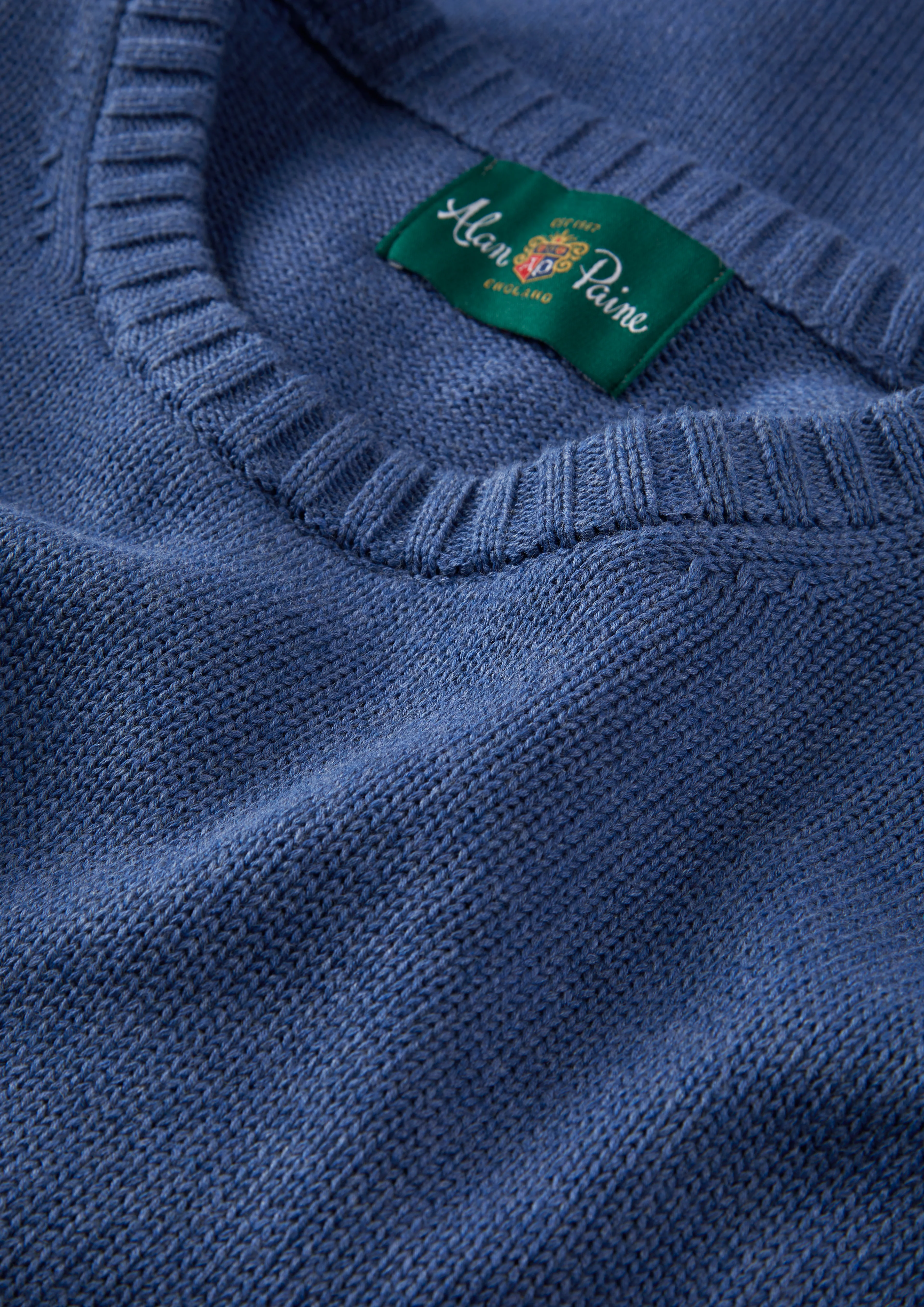 Salterton Men's Cotton Crew Neck Jumper In Indigo Mix - Image 4