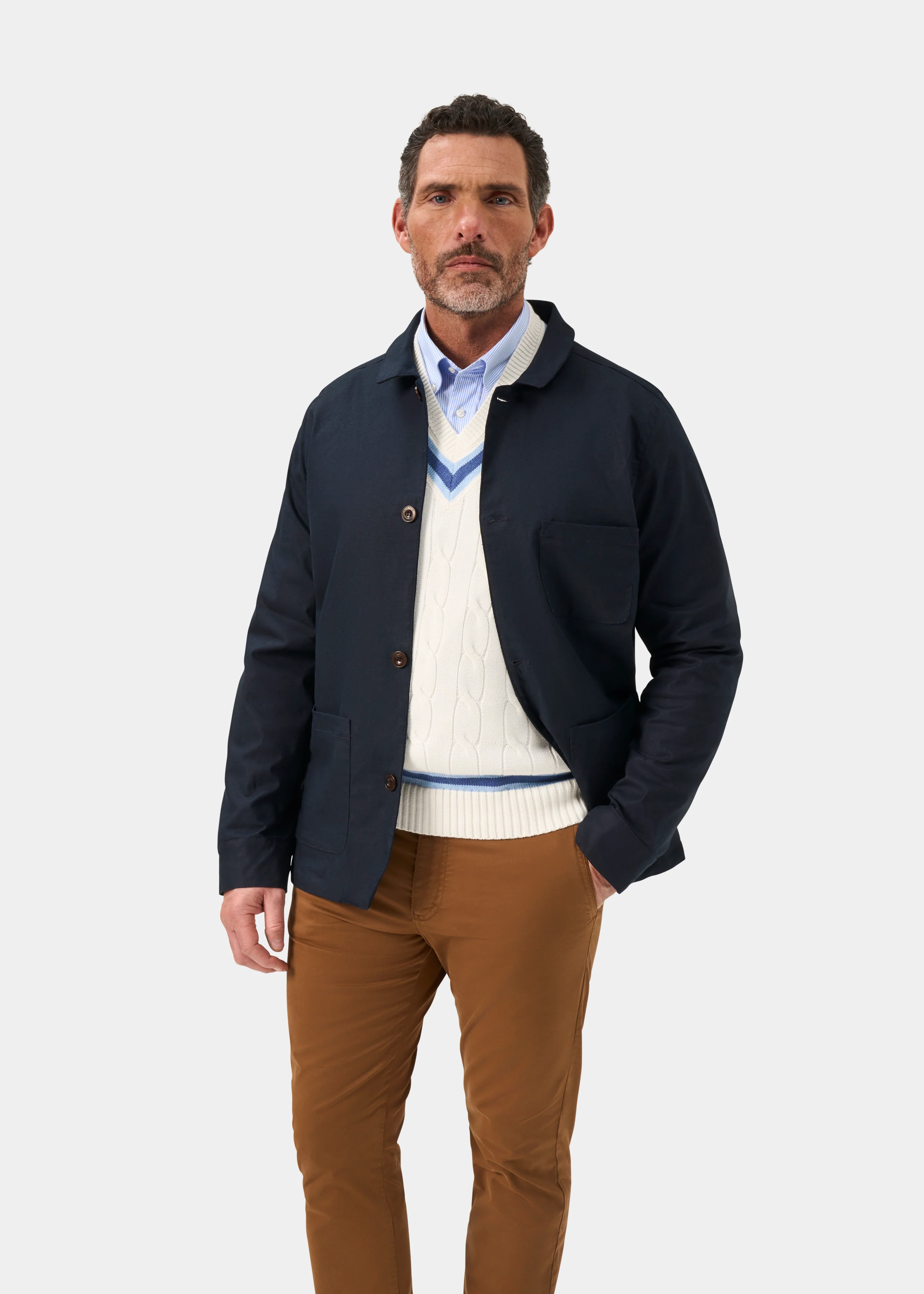 Sandcliff Men's Shacket in Navy - Image 2