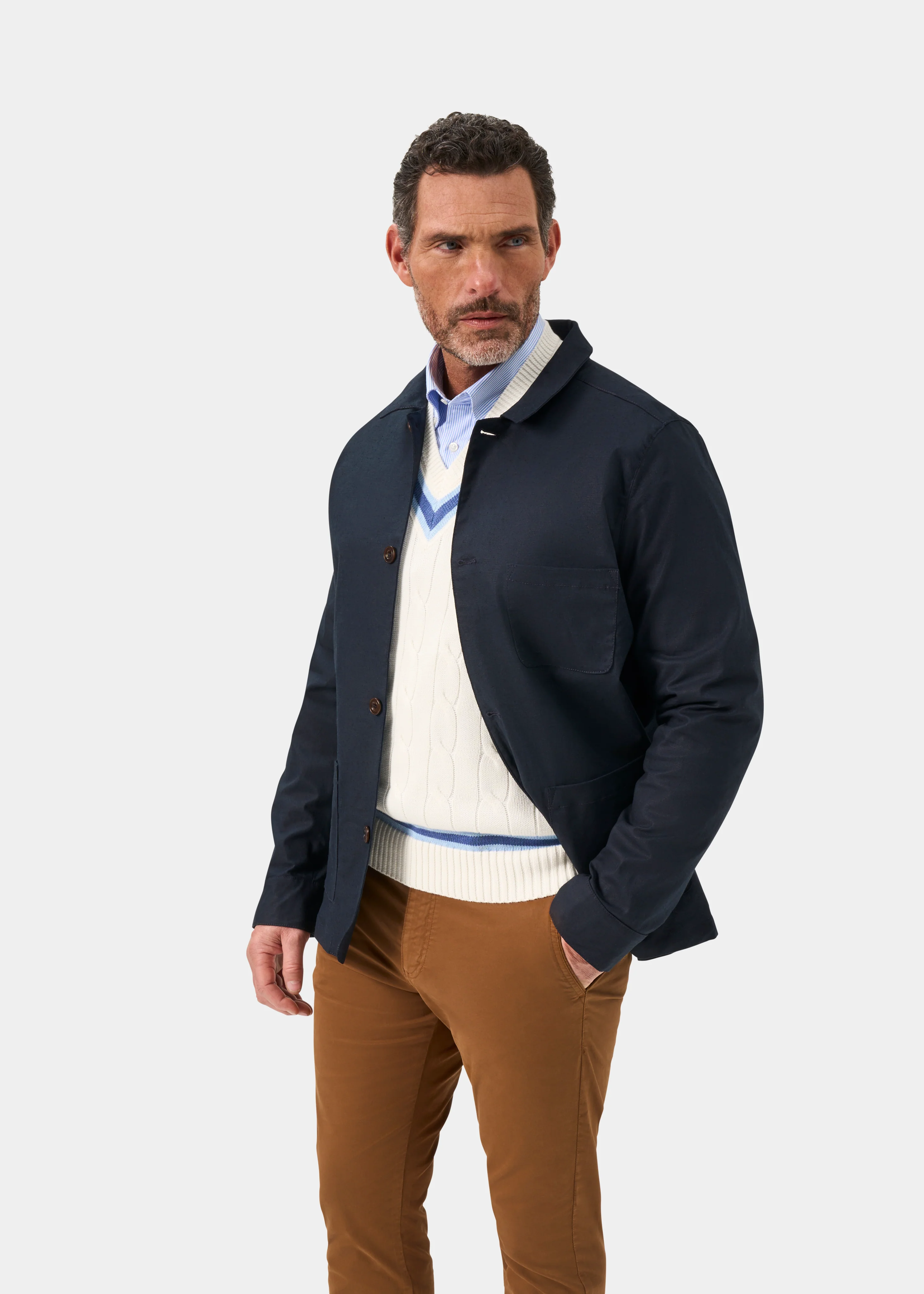 Sandcliff Men's Shacket in Navy - Image 3