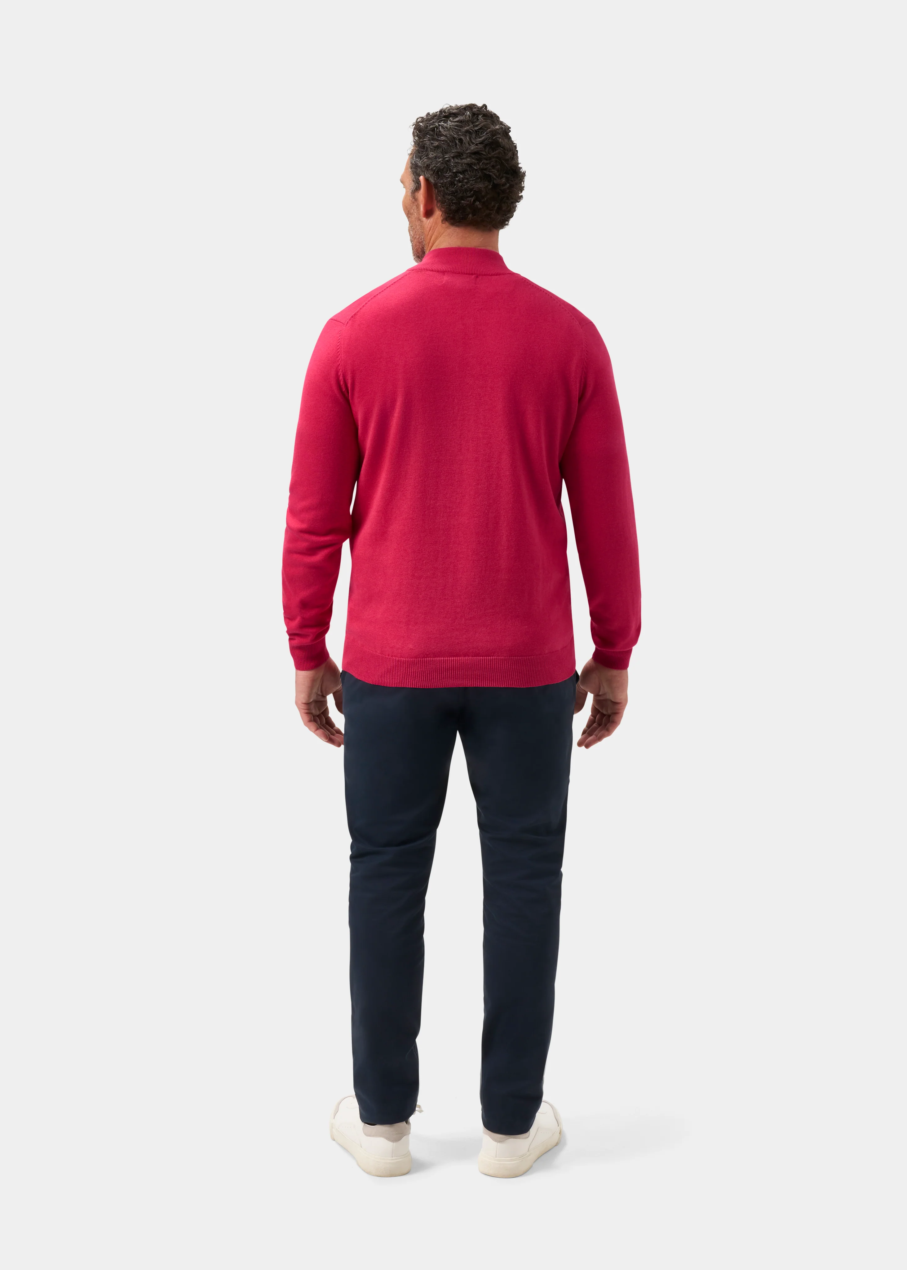Selhurst Cotton Cashmere 1/4 Zip Jumper In Raspberry - Image 7