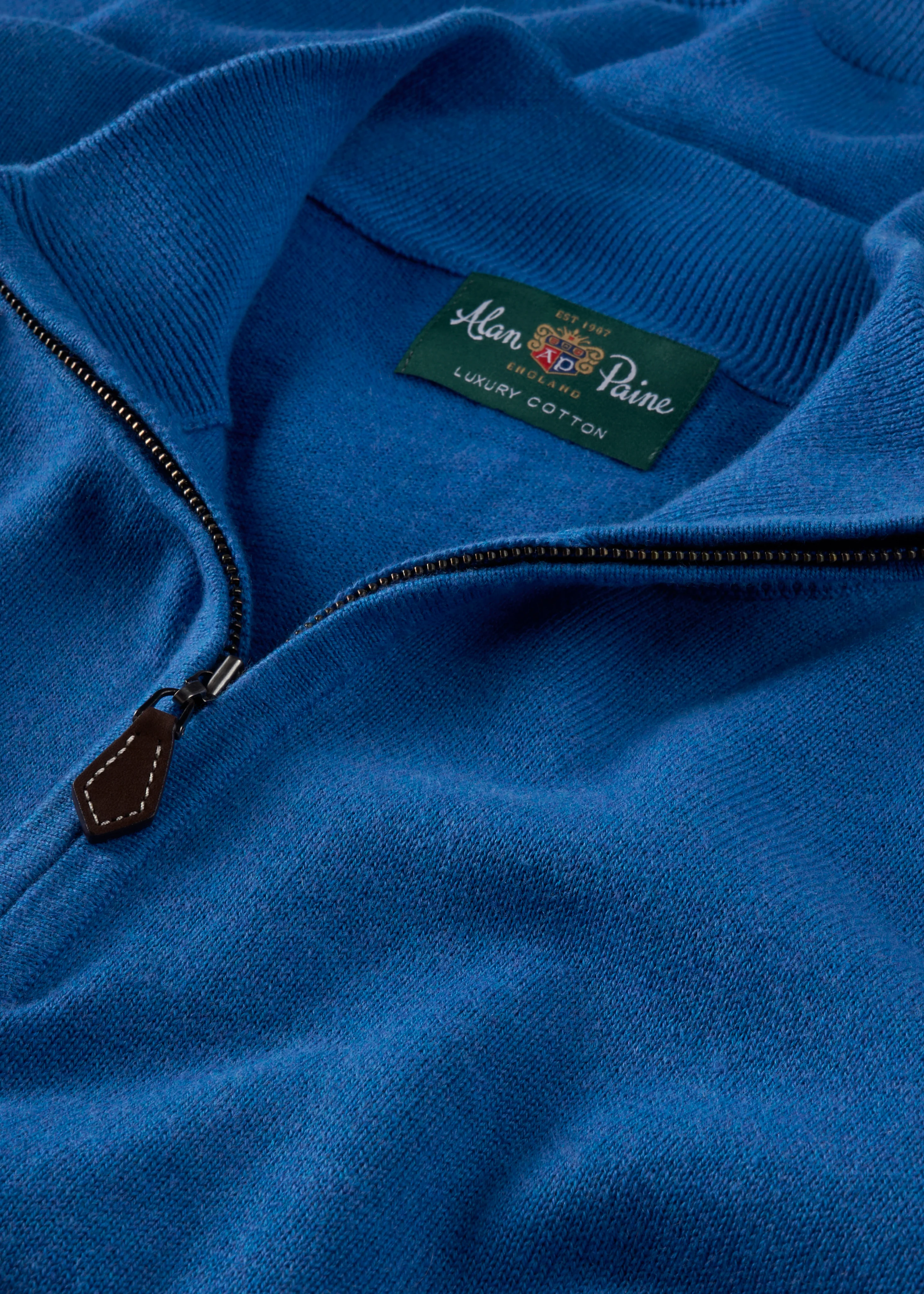 Selhurst Cotton Cashmere 1/4 Zip Jumper In Regatta - Image 3