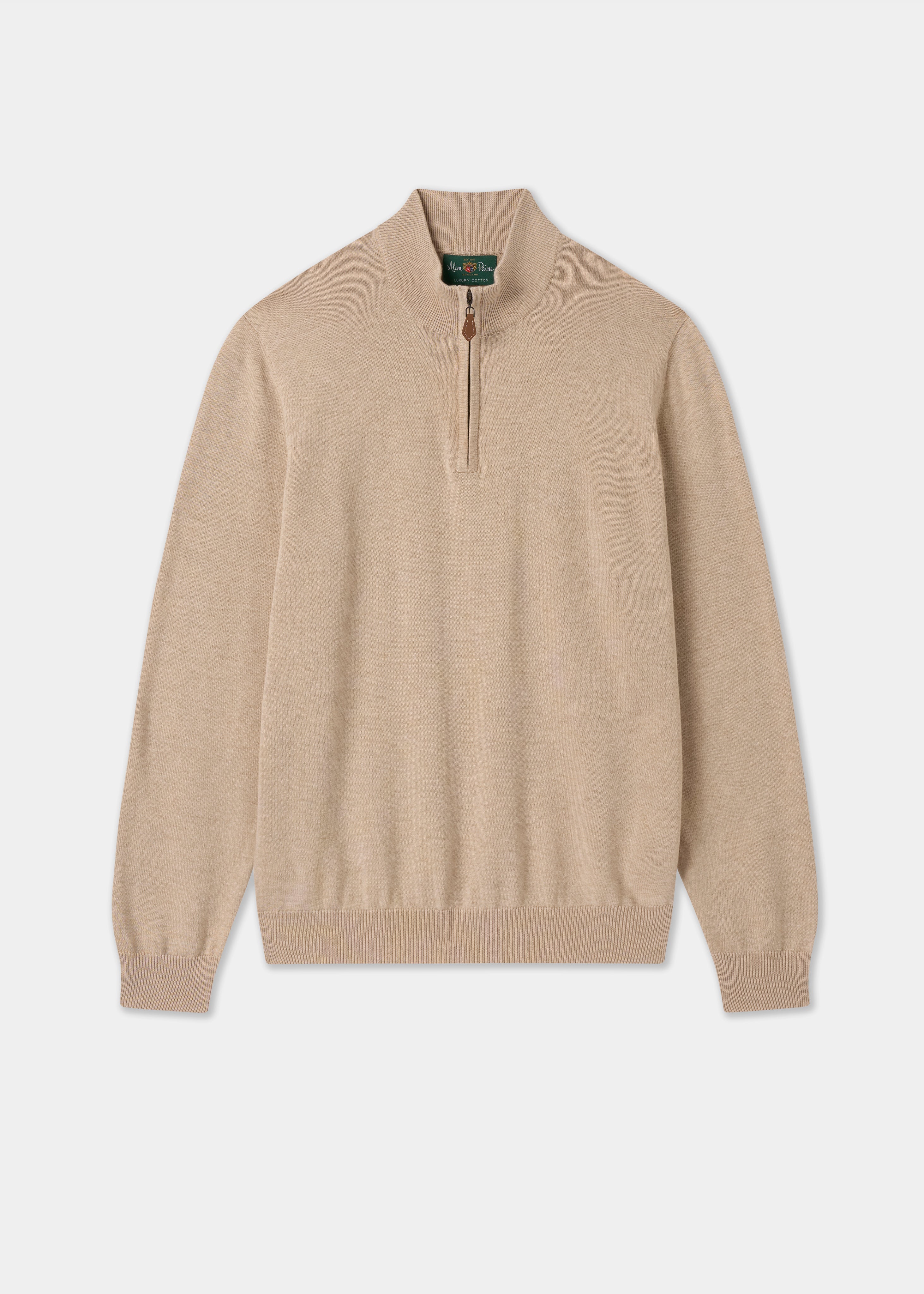 Selhurst Cotton Cashmere 1/4 Zip Jumper In Sand