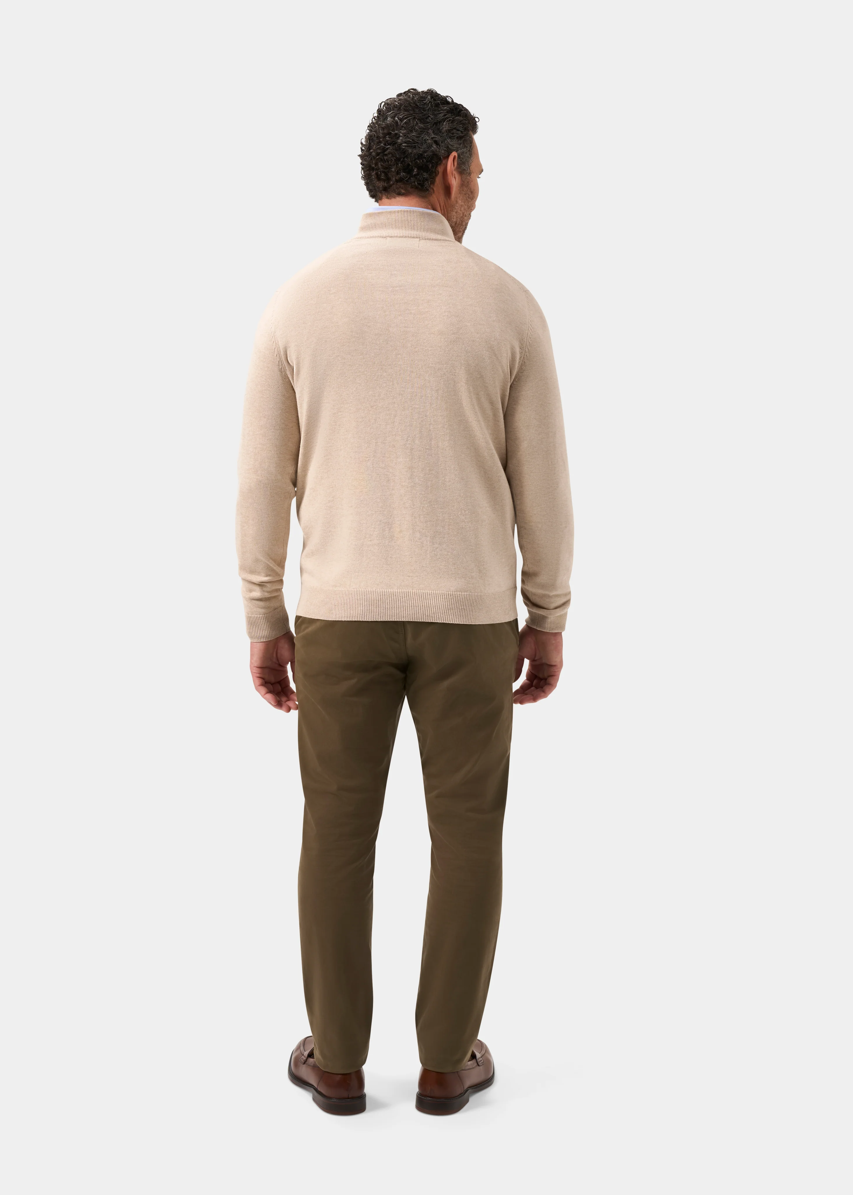 Selhurst Cotton Cashmere 1/4 Zip Jumper In Sand - Image 7