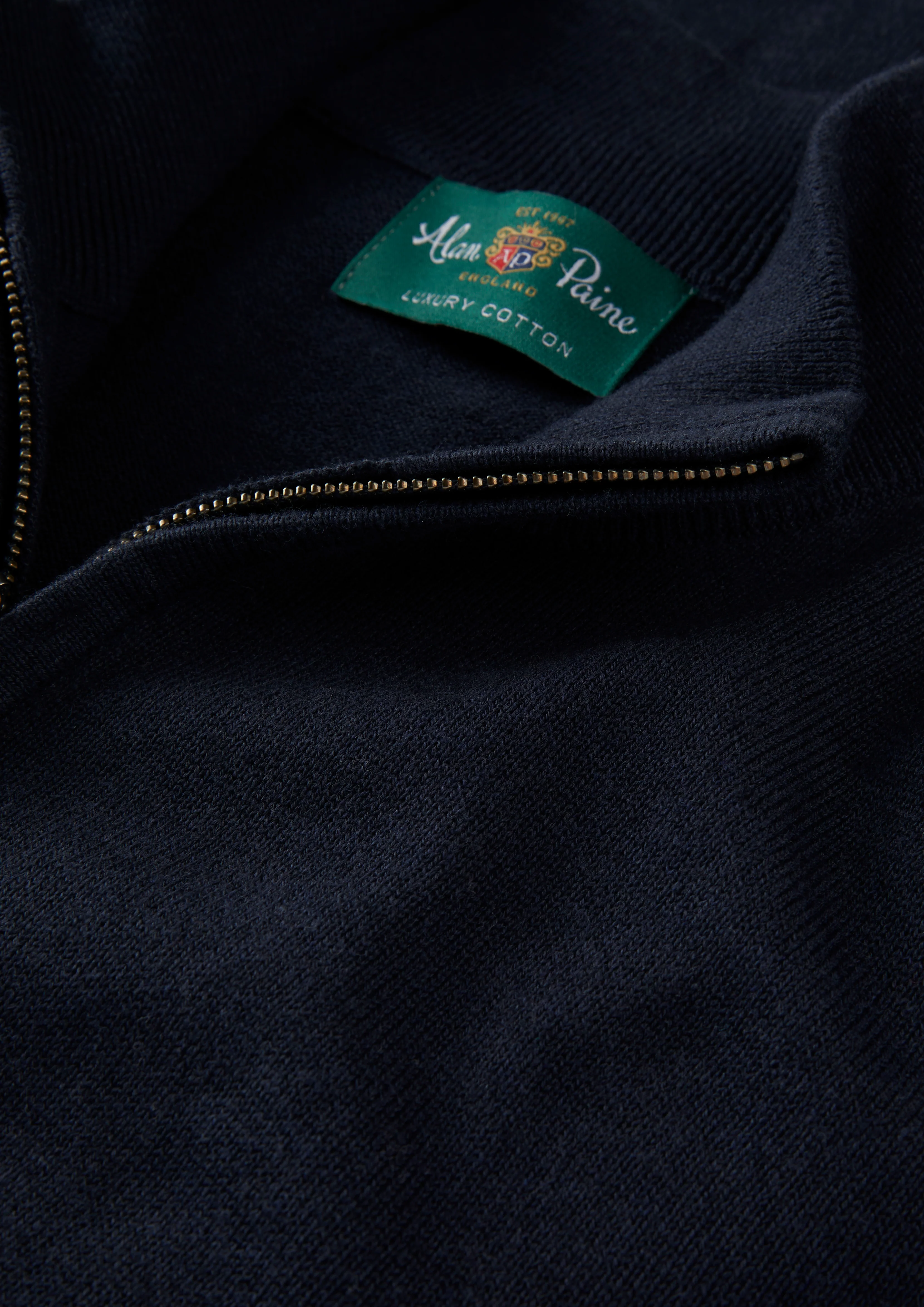 Selhurst Cotton Cashmere 1/4 Zip Jumper In Dark Navy - Image 3