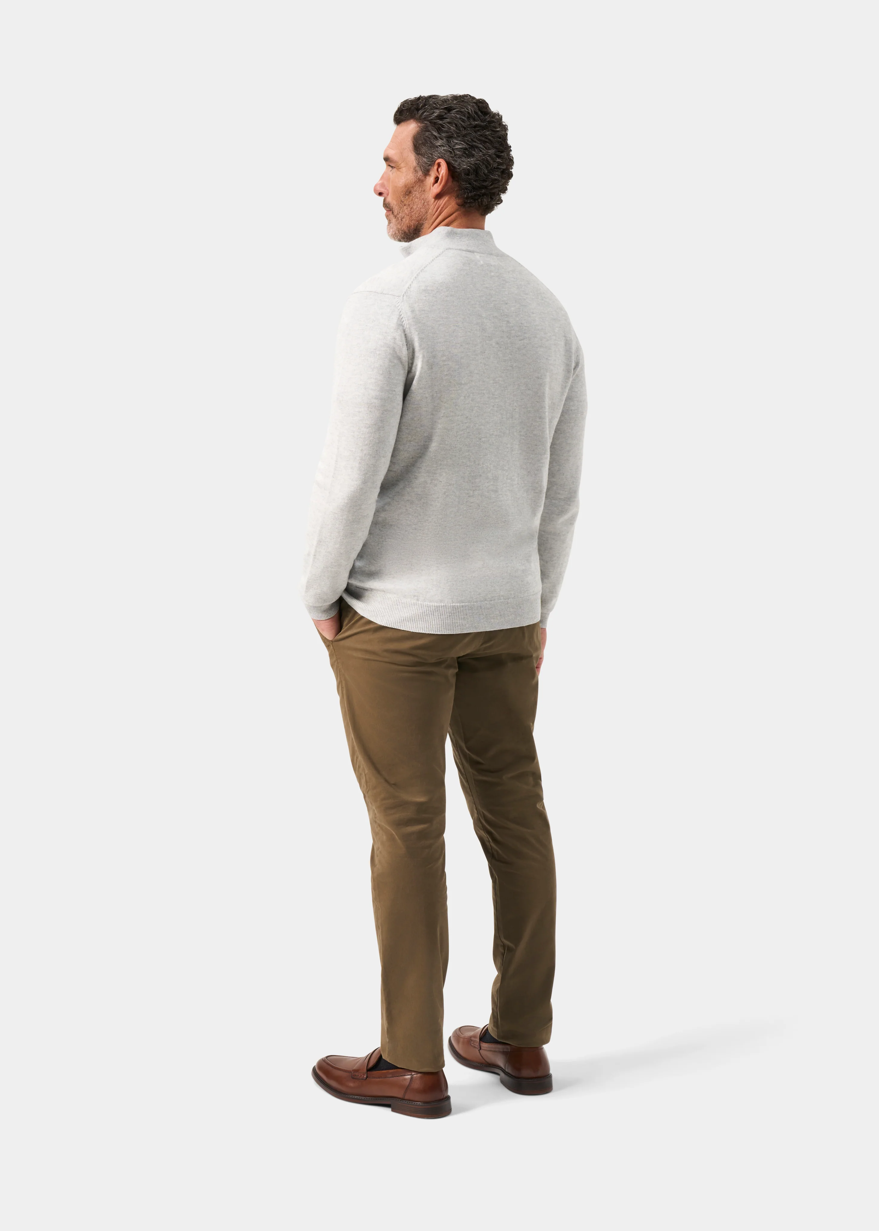 Selhurst Cotton Cashmere 1/4 Zip Jumper In Dove - Image 6