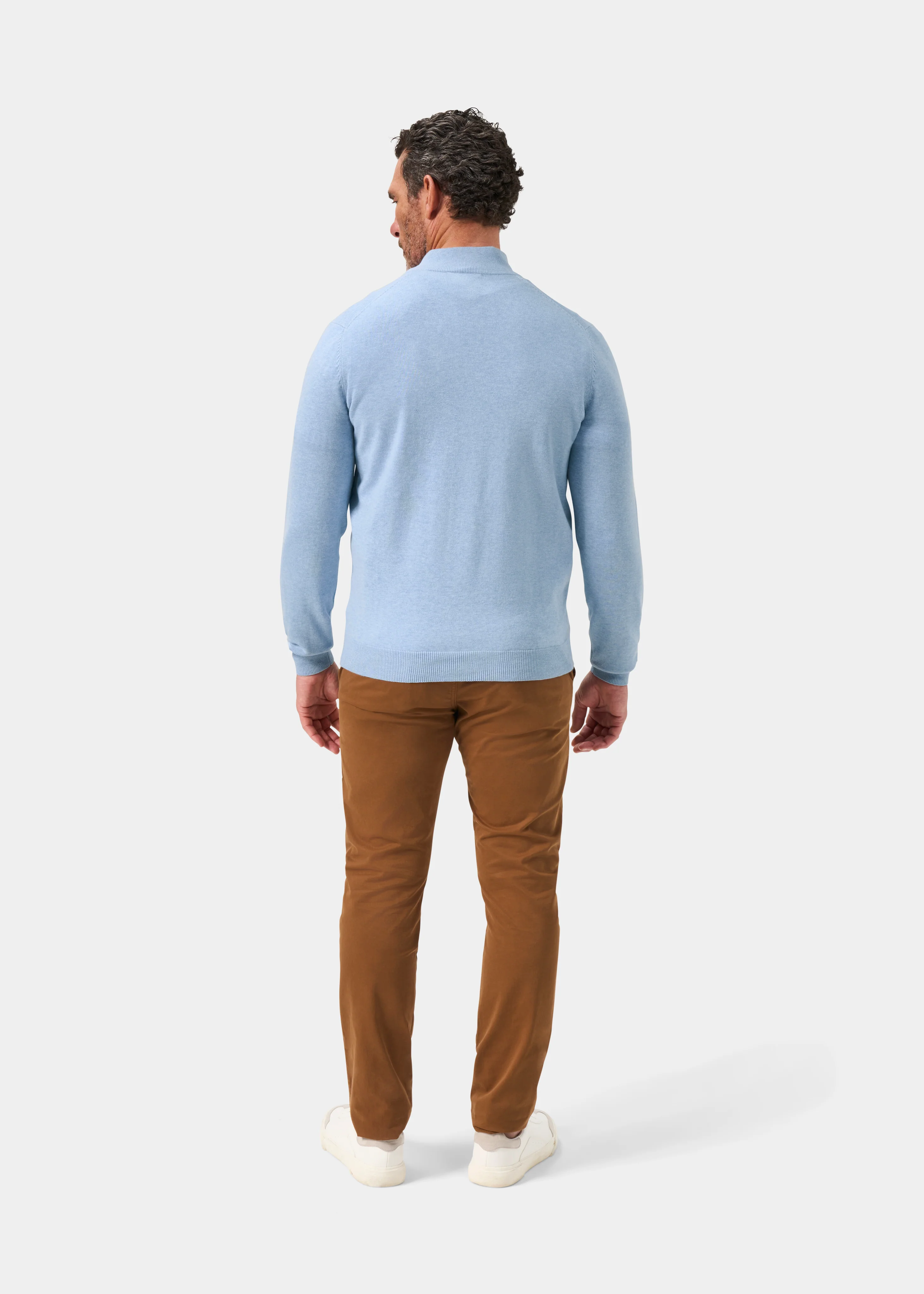 Selhurst Cotton Cashmere 1/4 Zip Jumper In Steel Blue - Image 6