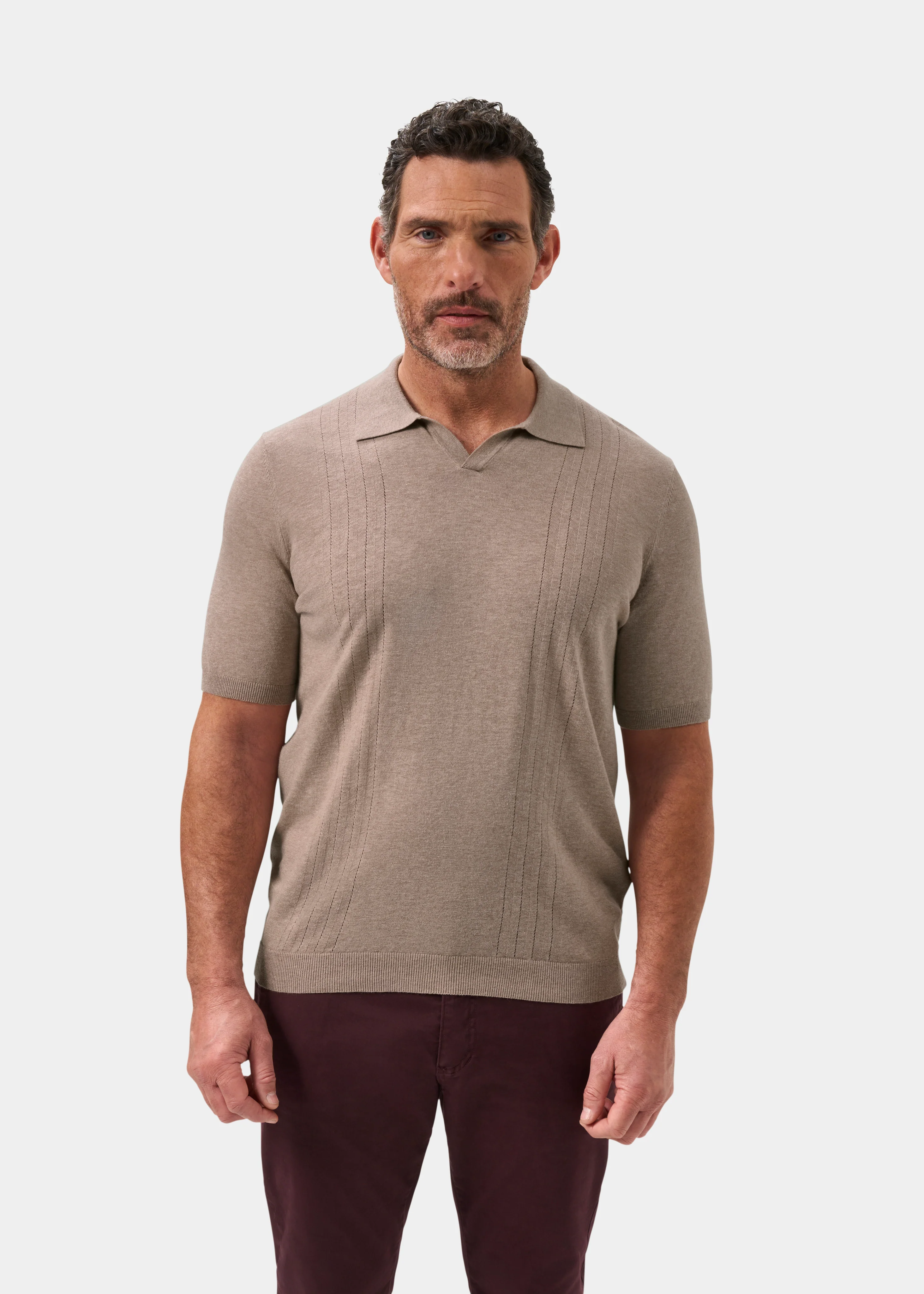 Shipford Men's Short Sleeve Cotton Jumper In Coffee - Image 5